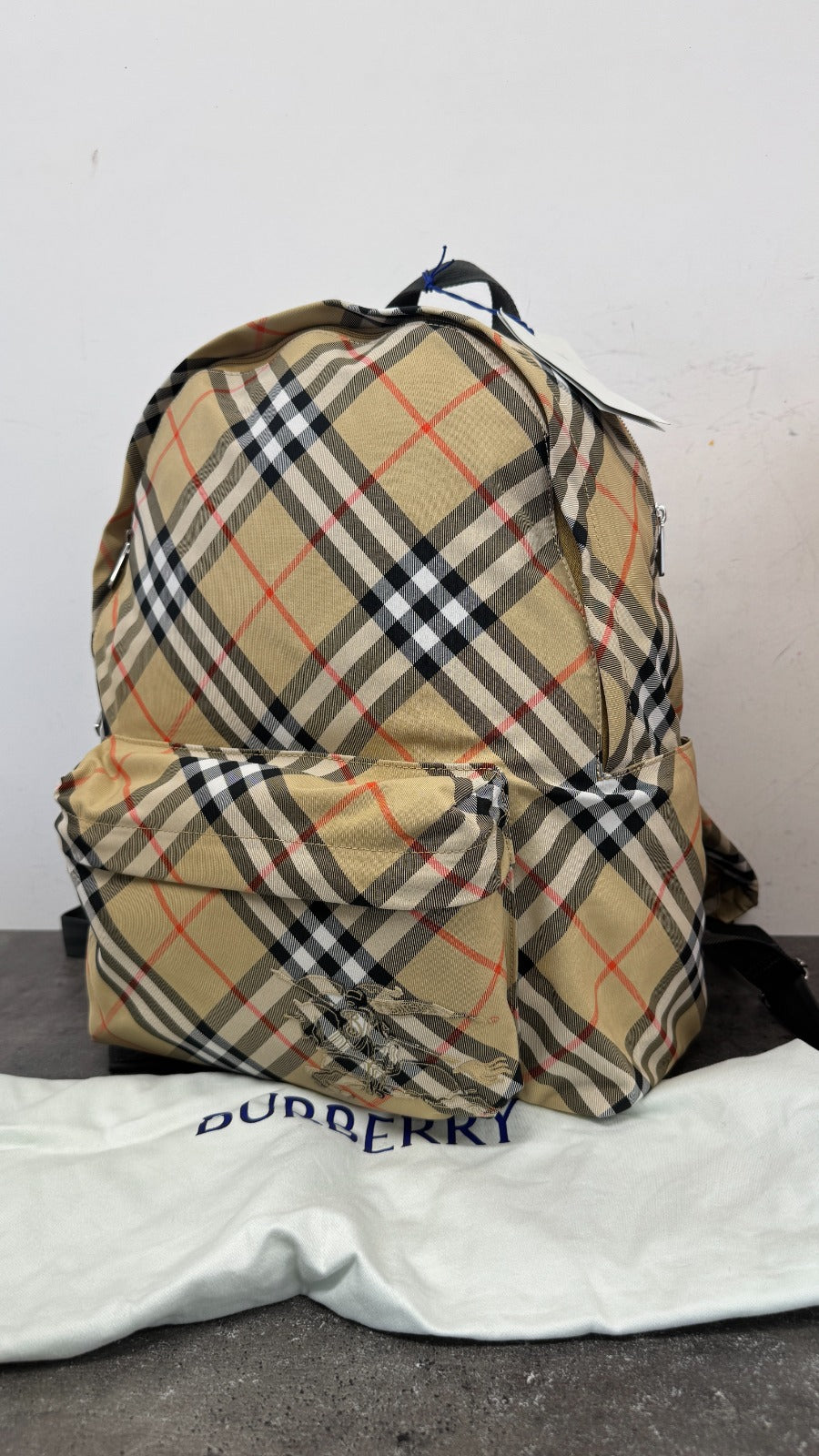 Men's Check Backpack Beige