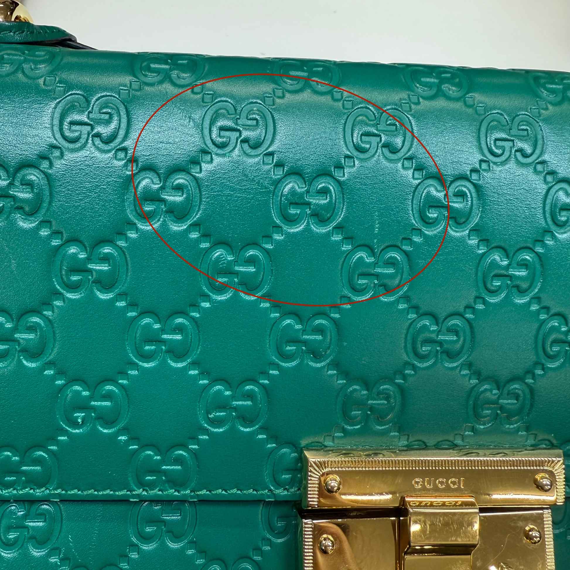 Women's Guccissima Large Padlock Handbag Green  - 247084