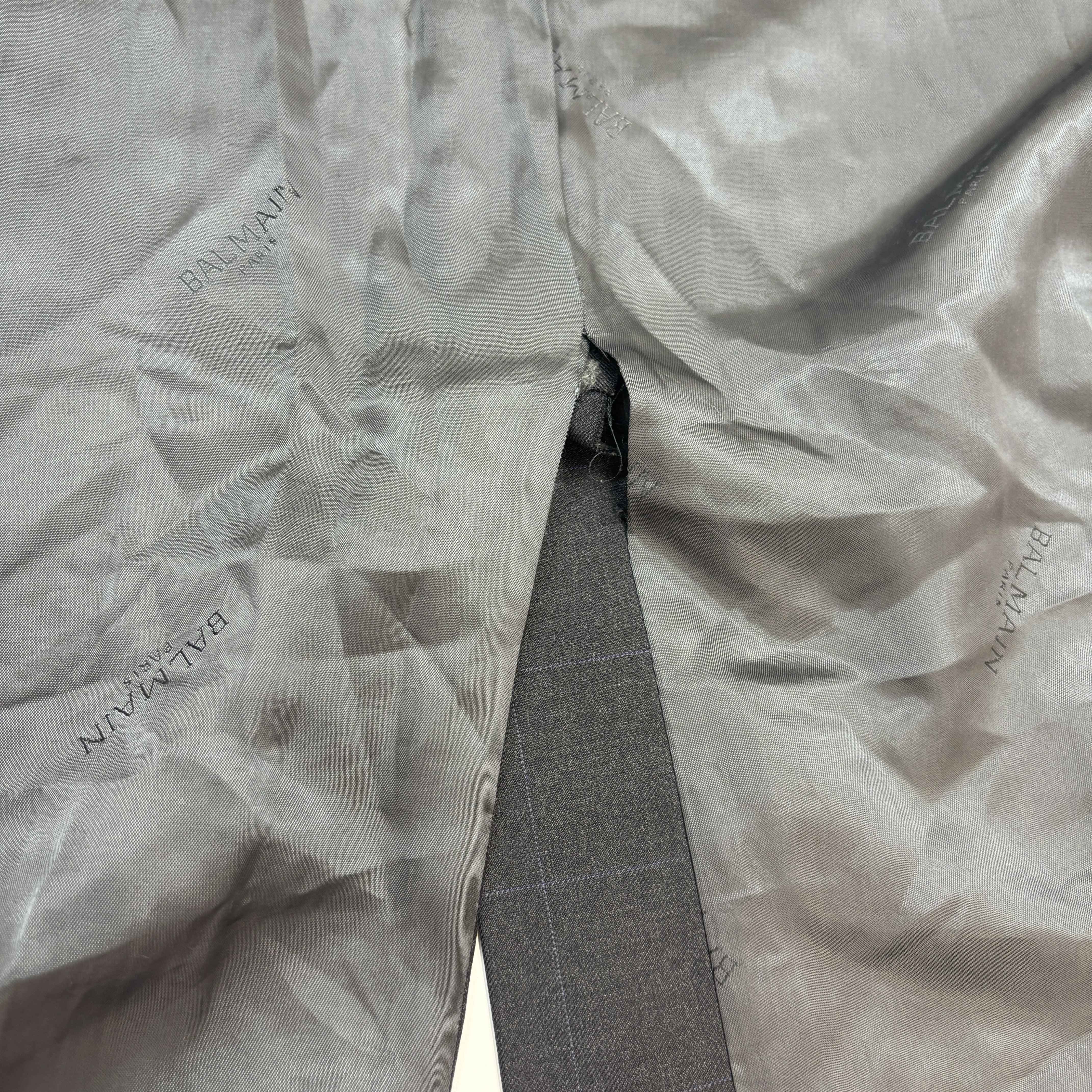 Men's Fine Check Blazer Jacket Black Size L