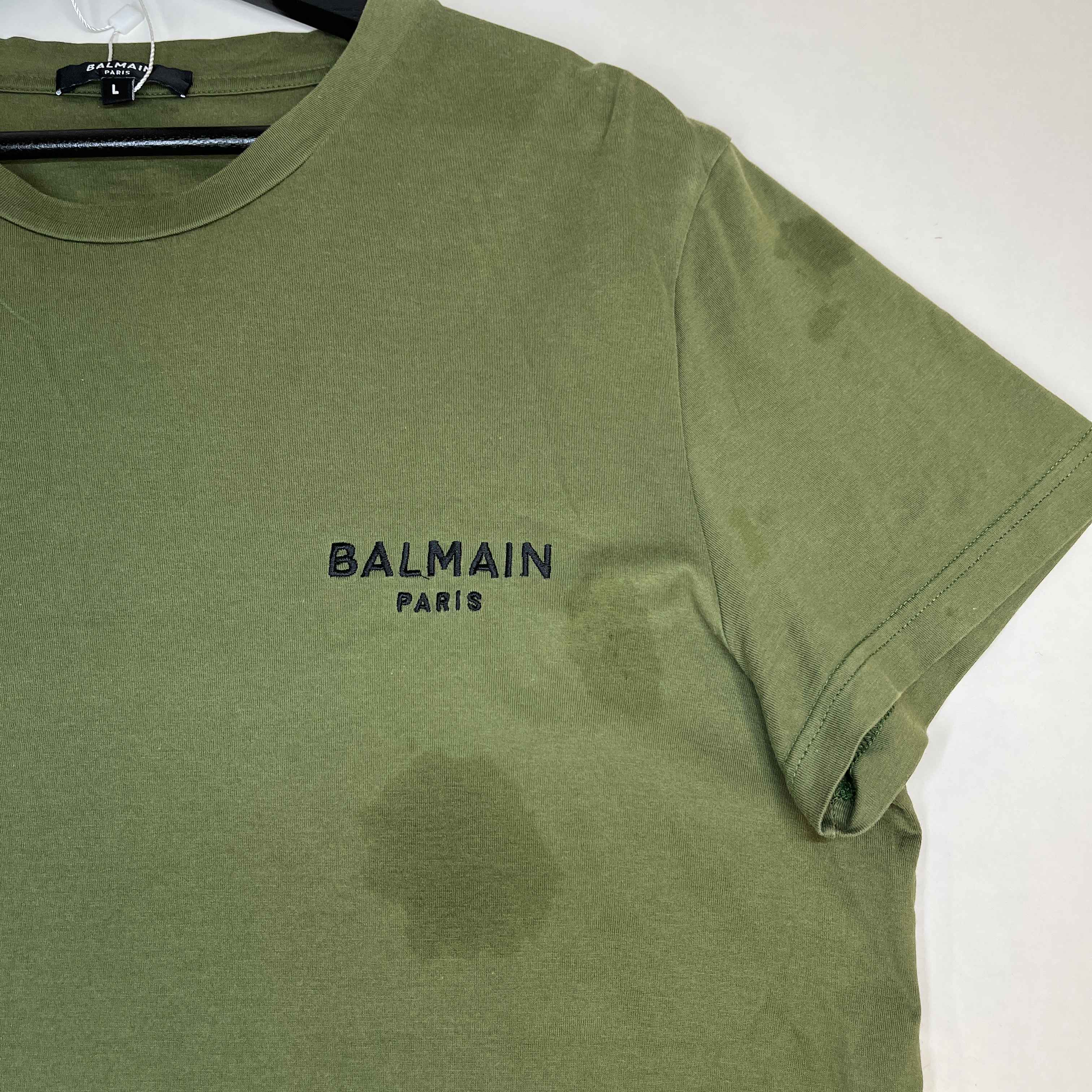 Men's Embroidered Logo T-Shirt Khaki Size L