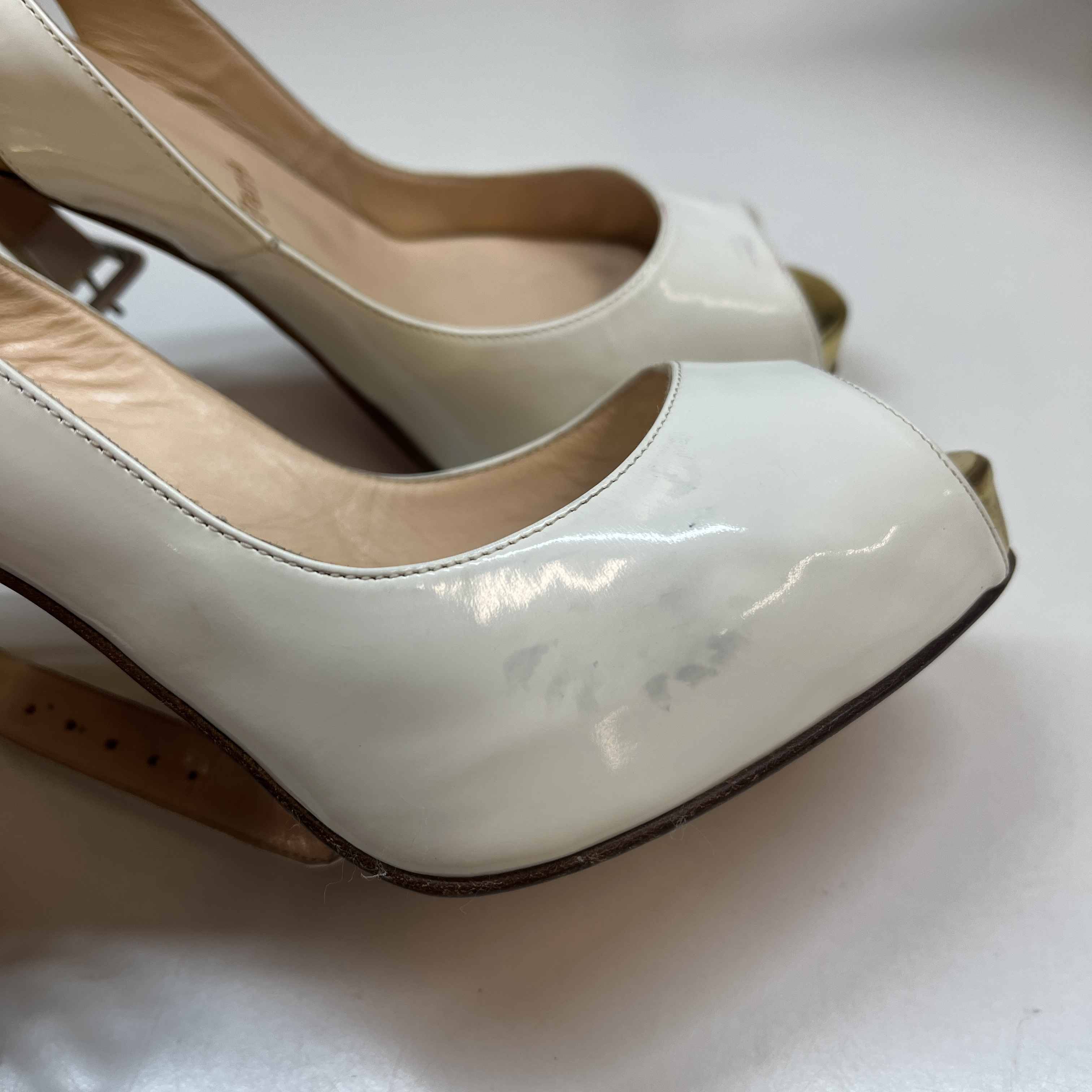 Women's Peep Toe Ankle Strap Heels White Size EU 38 / UK 5