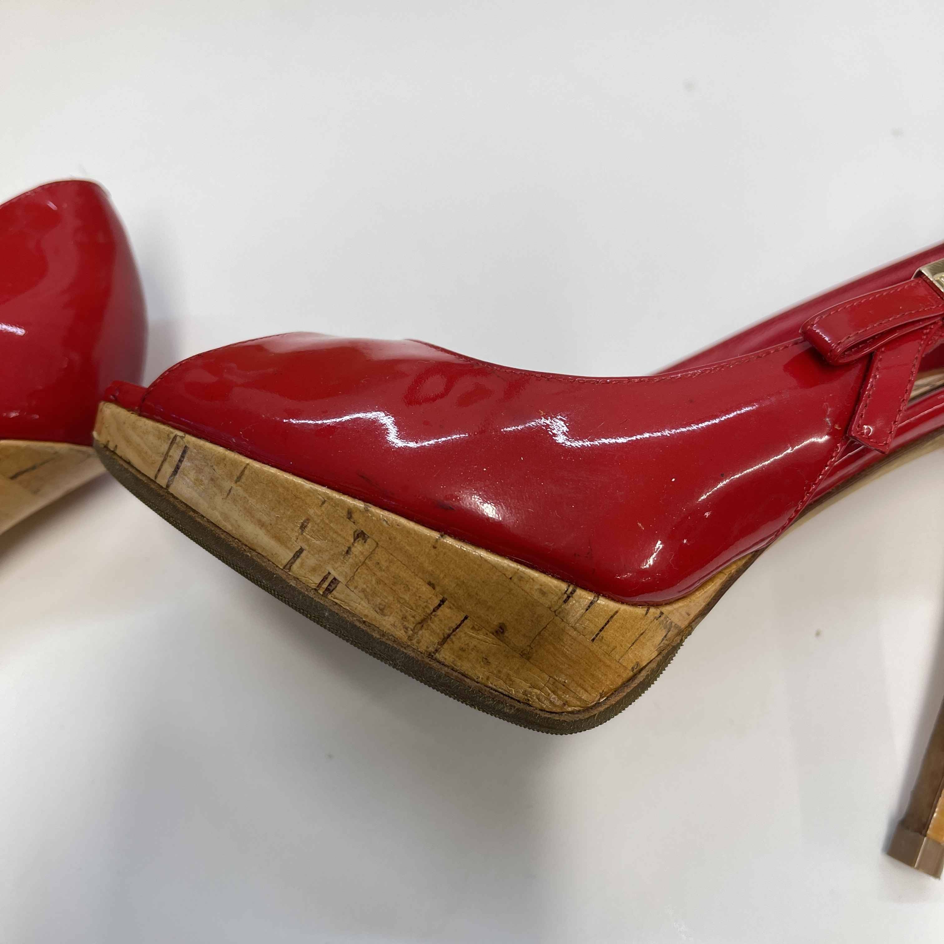 Women's Bow Peep Toe Heels Red Size EU 37 / UK 4