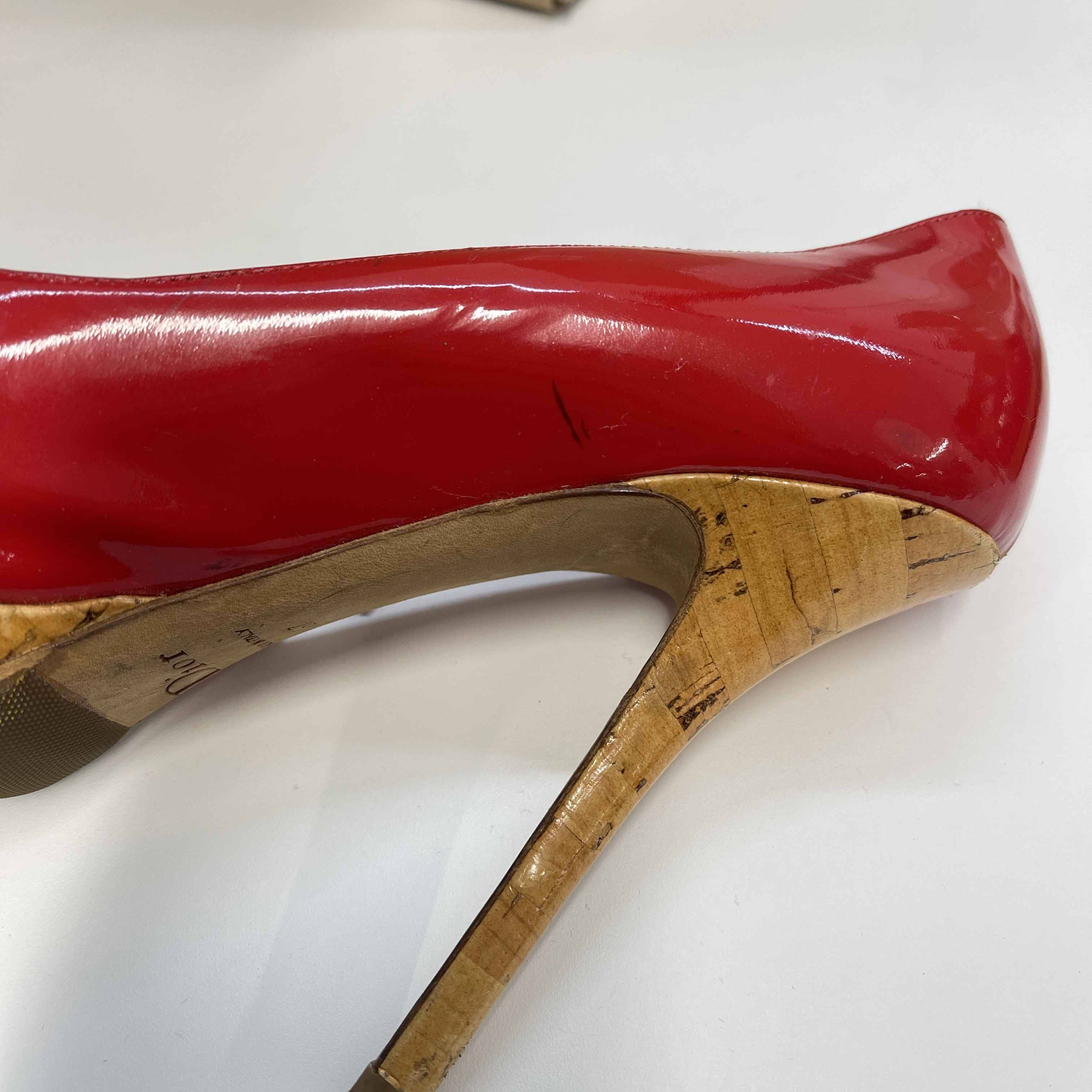 Women's Bow Peep Toe Heels Red Size EU 37 / UK 4