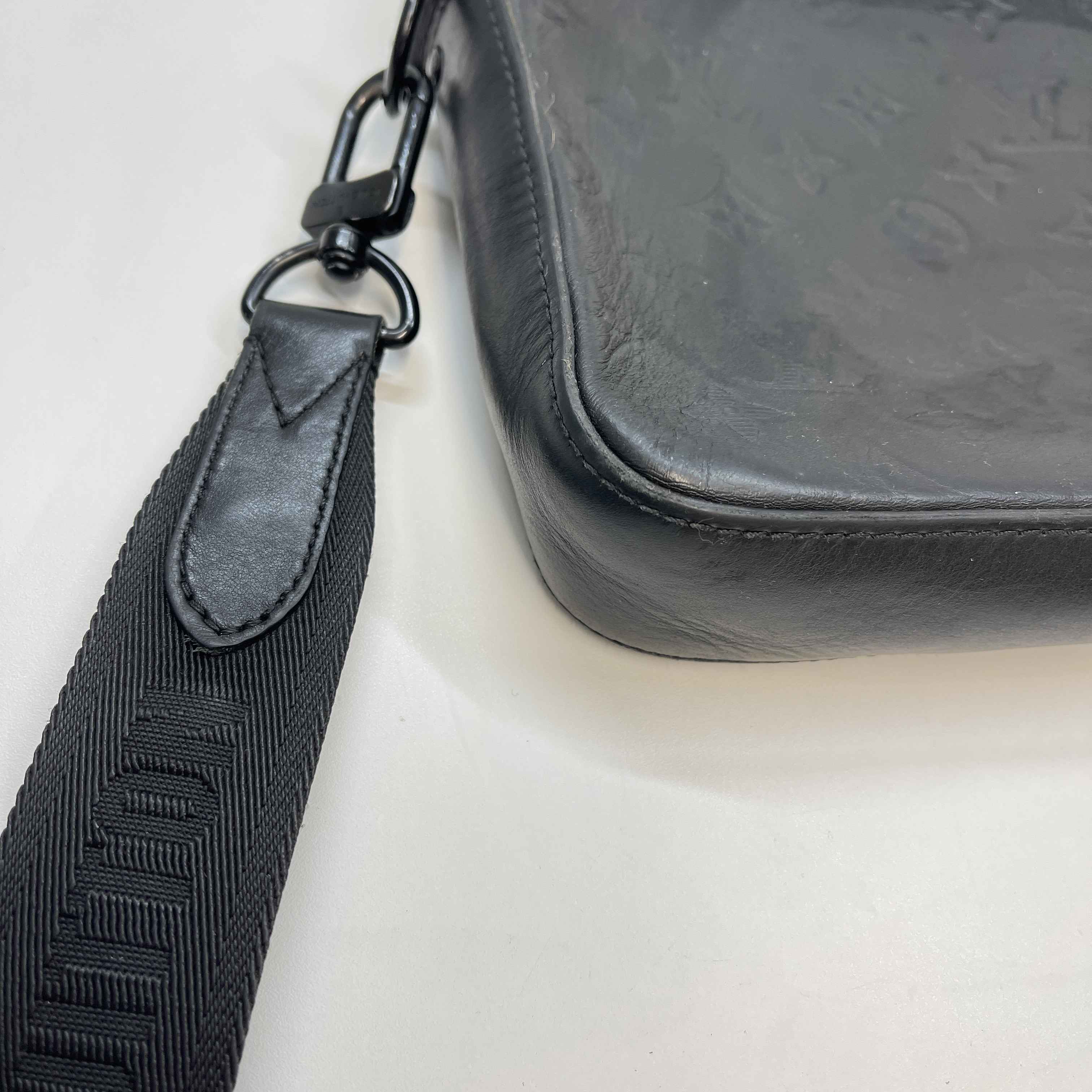 Men's Empreinte Leather Duo Messenger Bag Black