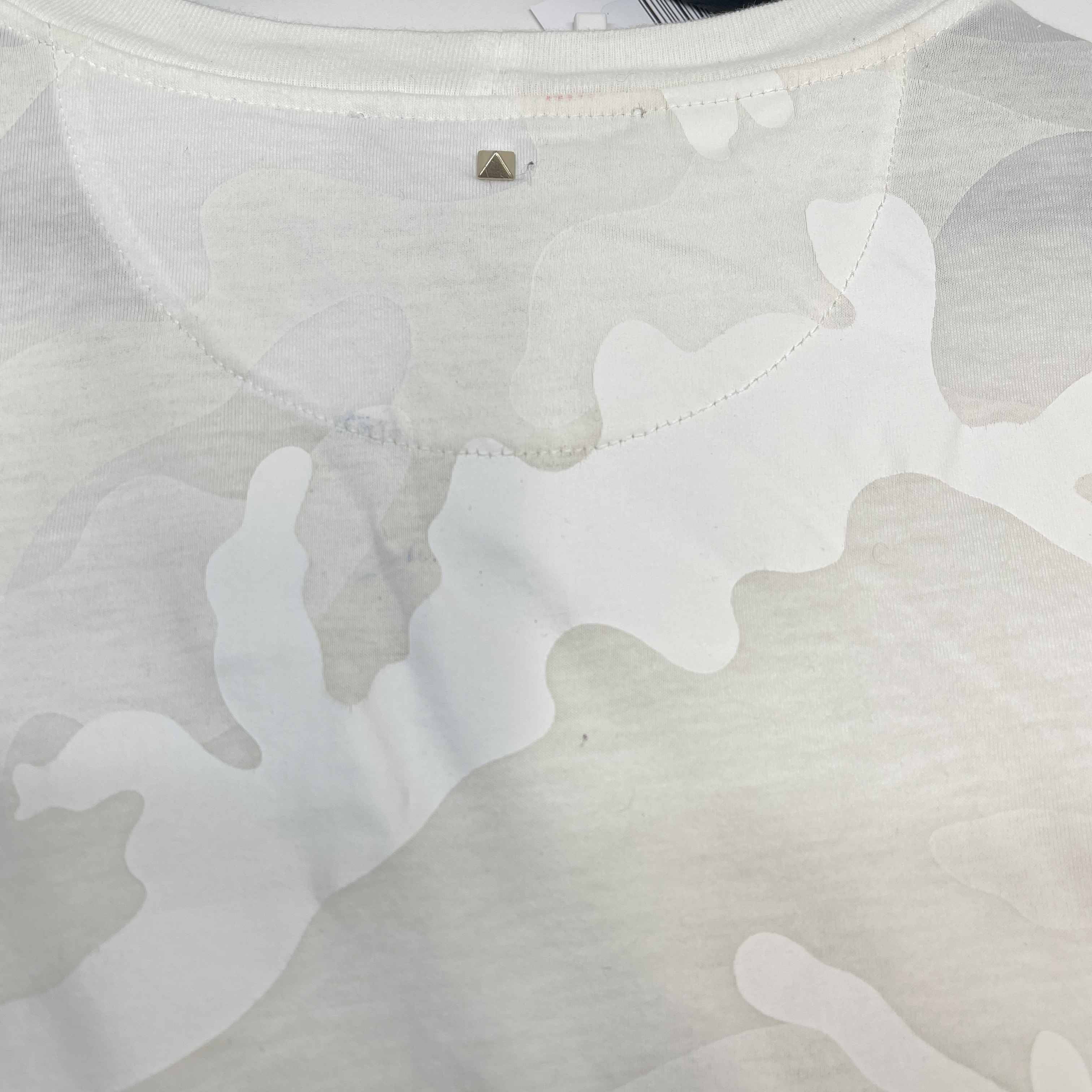 Men's Camouflage Logo Print T-Shirt White Size L