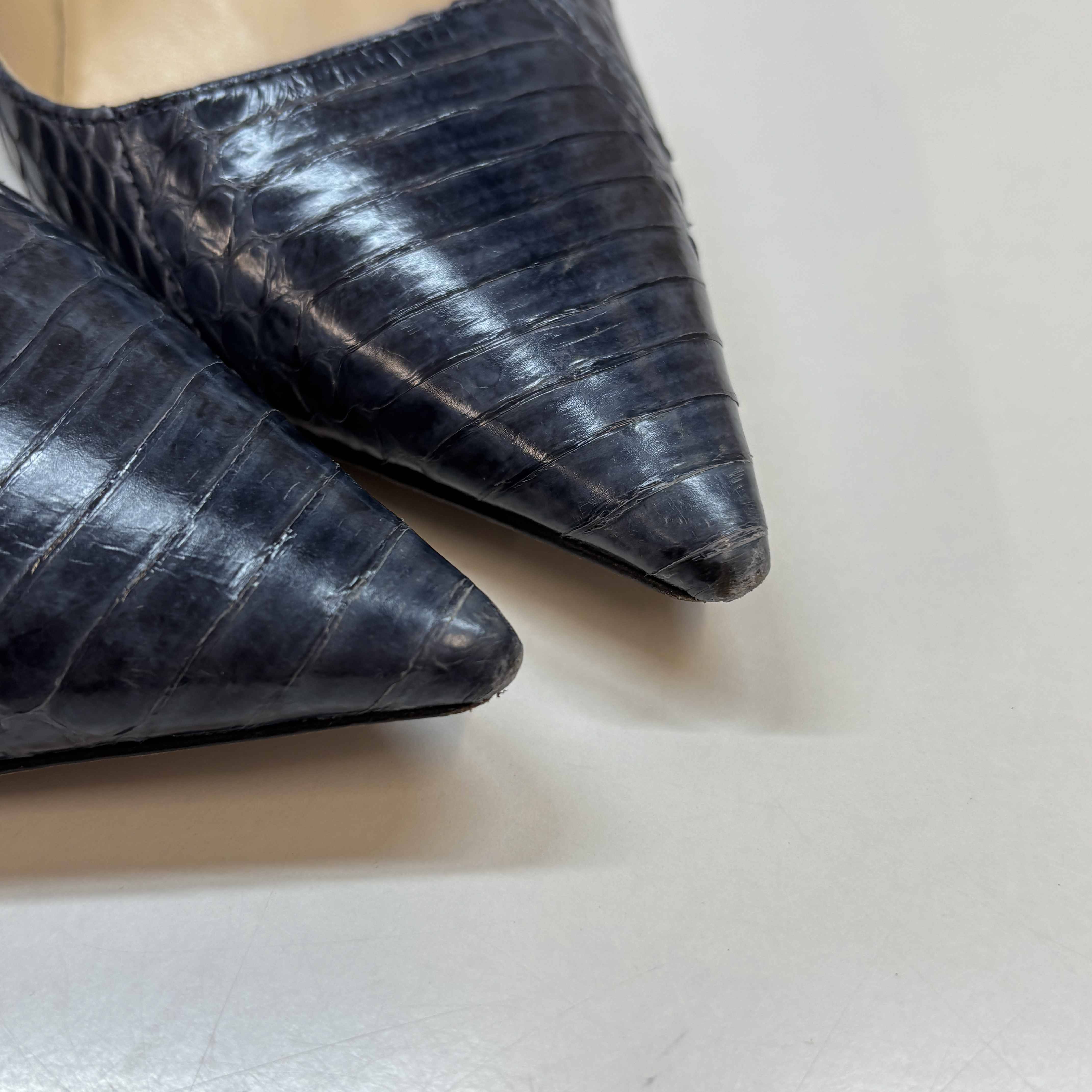 Women's Love 85 Croc-Embossed Heels Blue Size EU 37.5 / UK 4.5