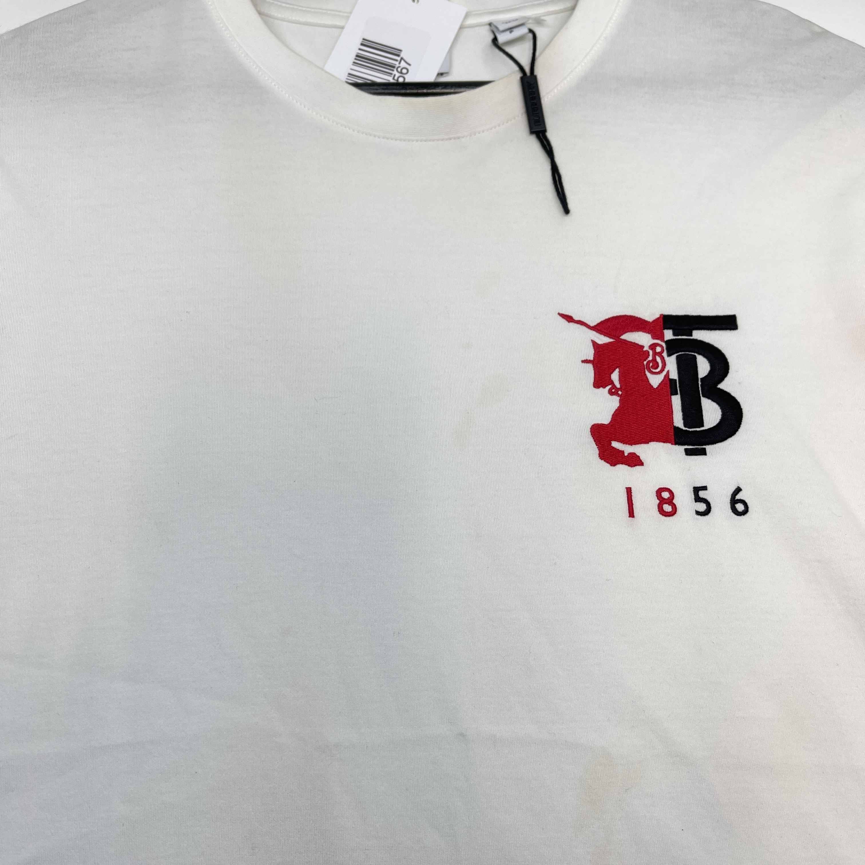 Men's Embroidered Logo T-Shirt White Size S