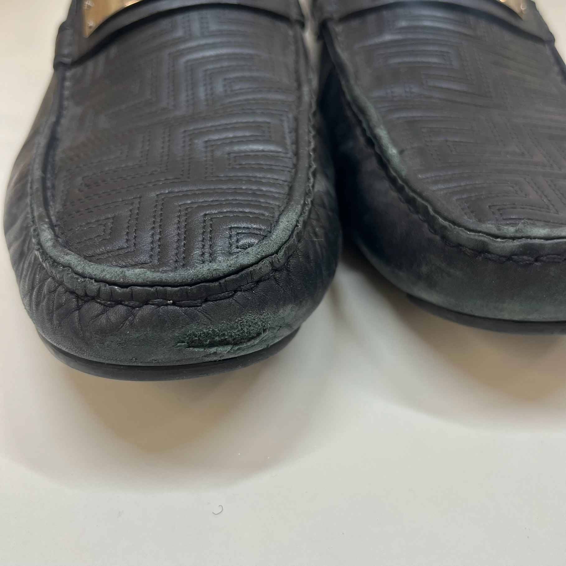 Men's Plaque Logo Loafers Black Size EU 45 / UK 11