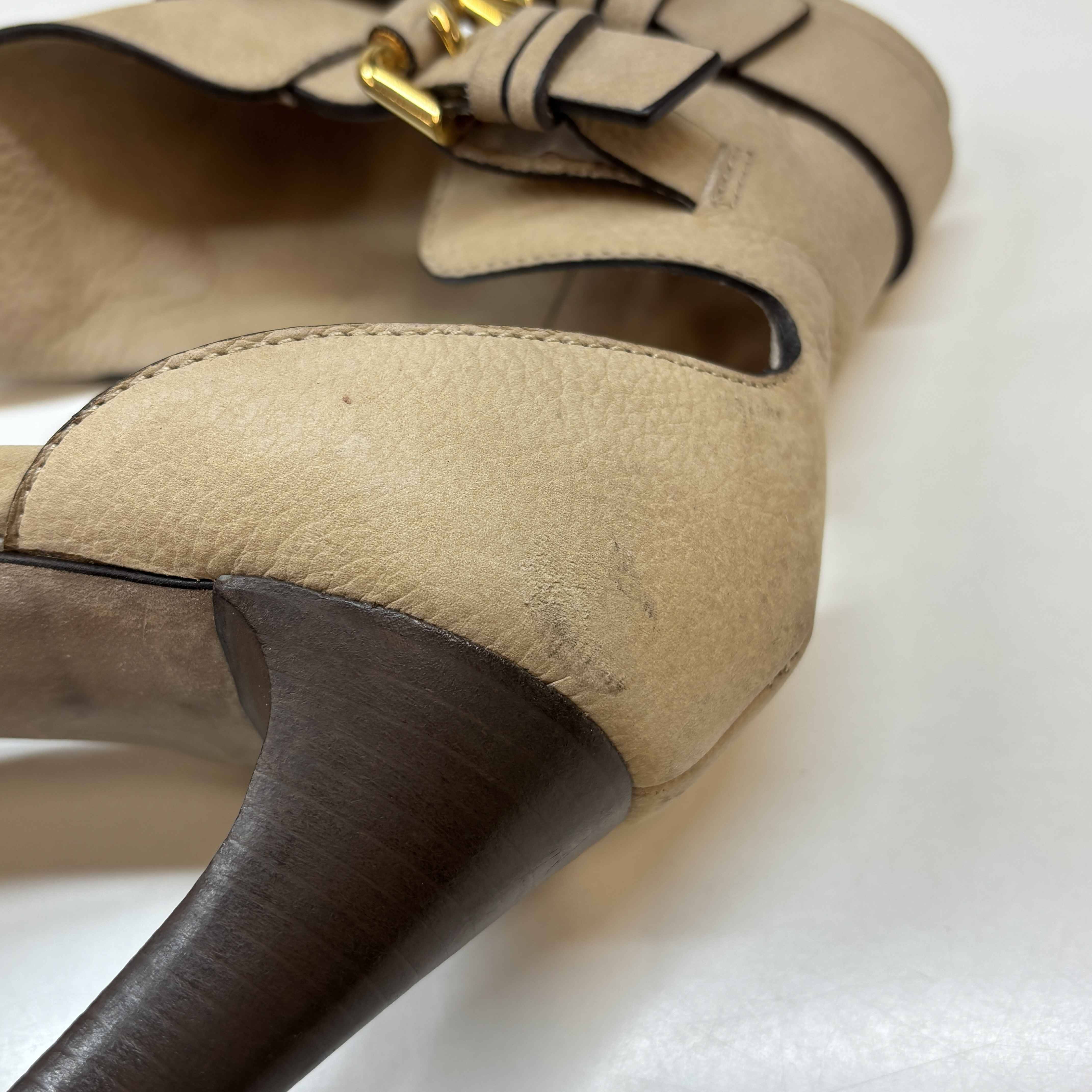 Women's Buckle Open Toe Heels Beige Size EU 41 / UK 8