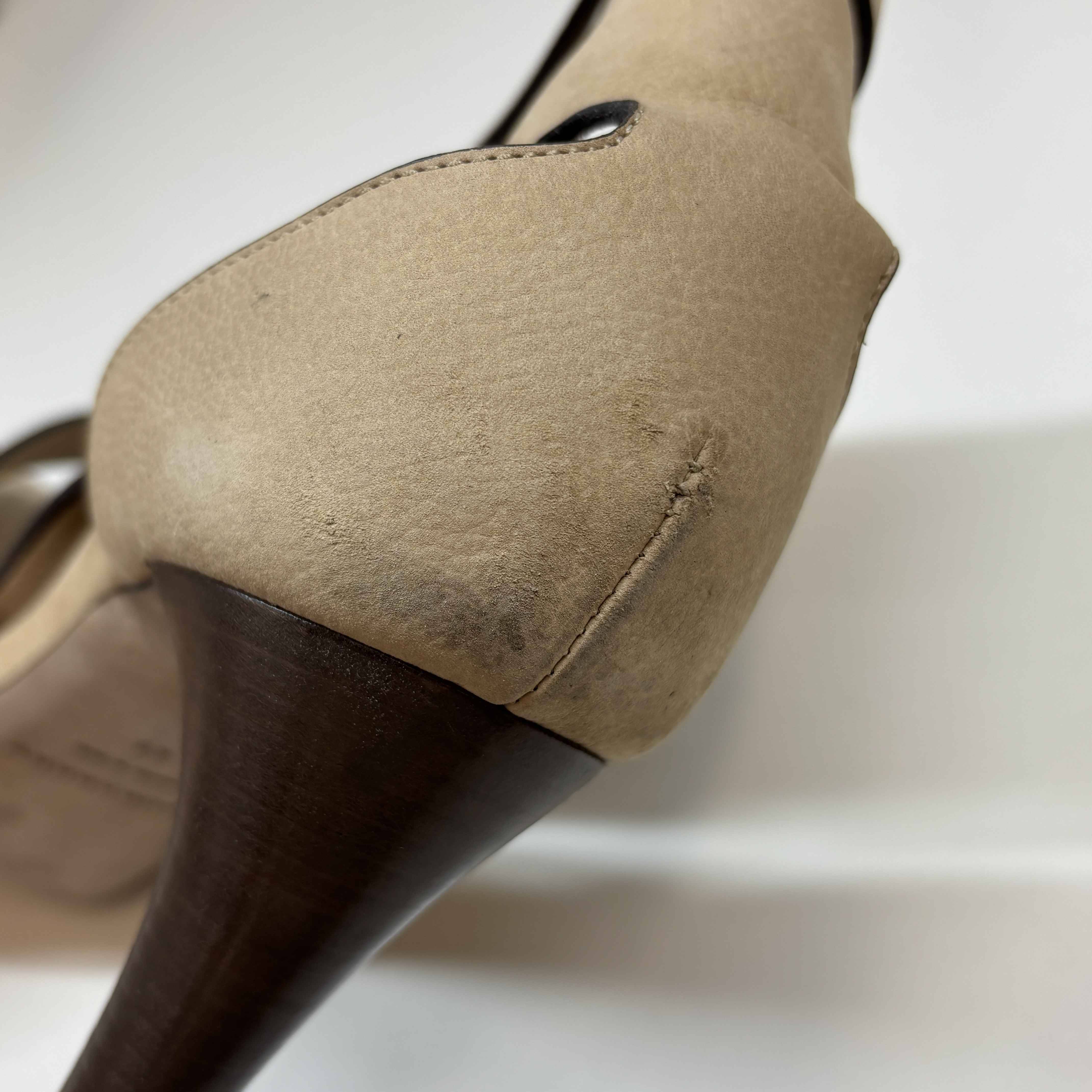 Women's Buckle Open Toe Heels Beige Size EU 41 / UK 8