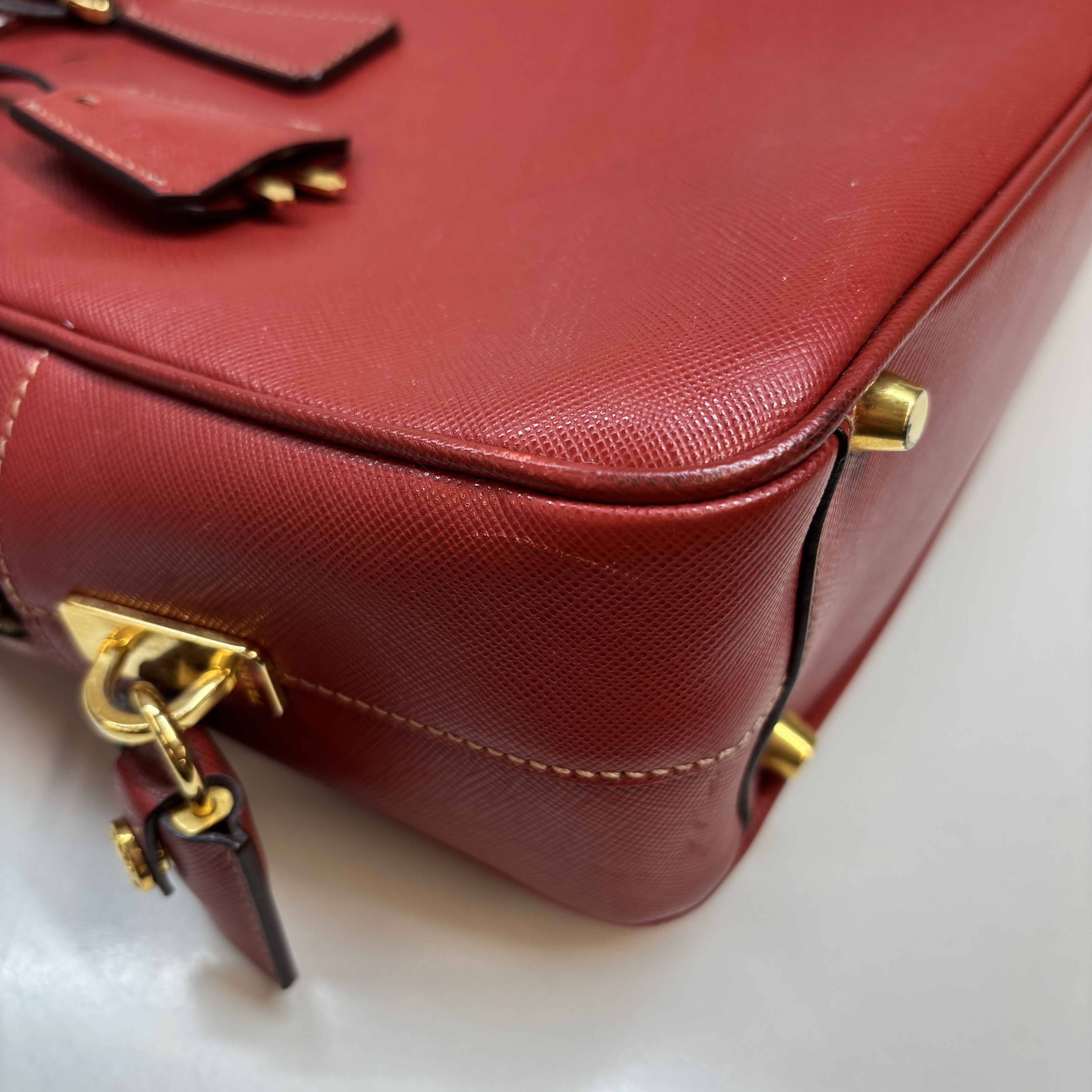 Women's Cerise Saffiano Bauletto Tote Bag Red