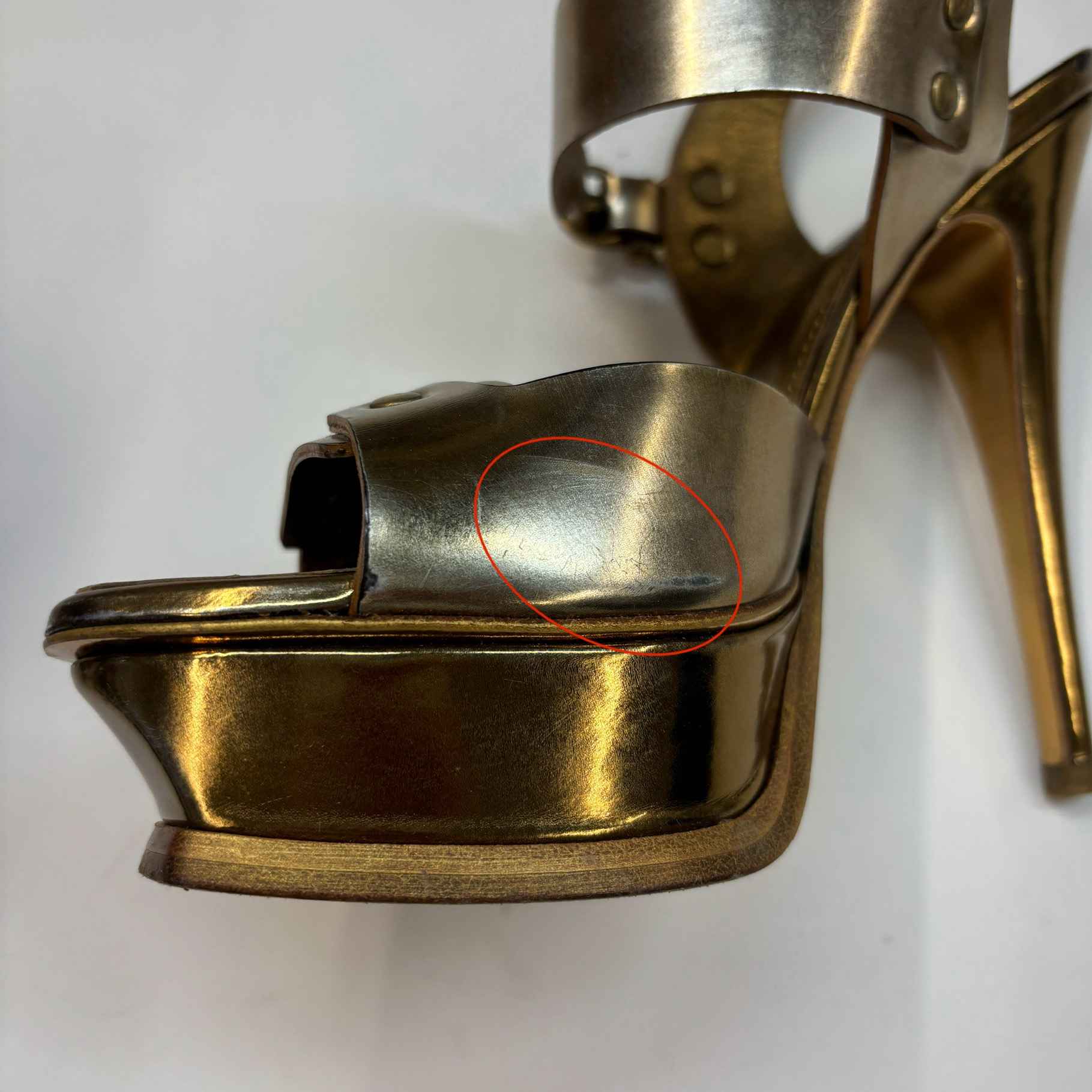 Women's Platform Slingback Heels Gold Size EU 37 / UK 4