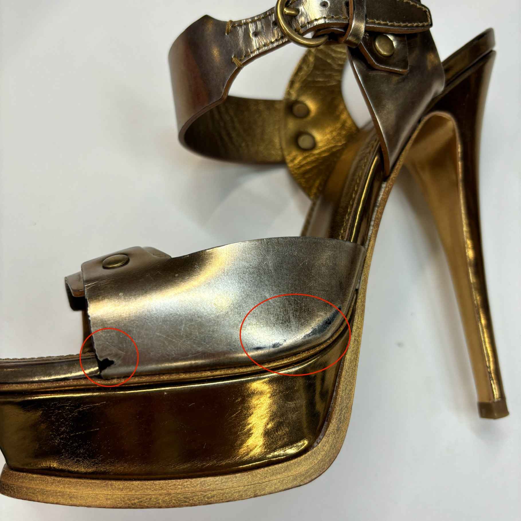Women's Platform Slingback Heels Gold Size EU 37 / UK 4
