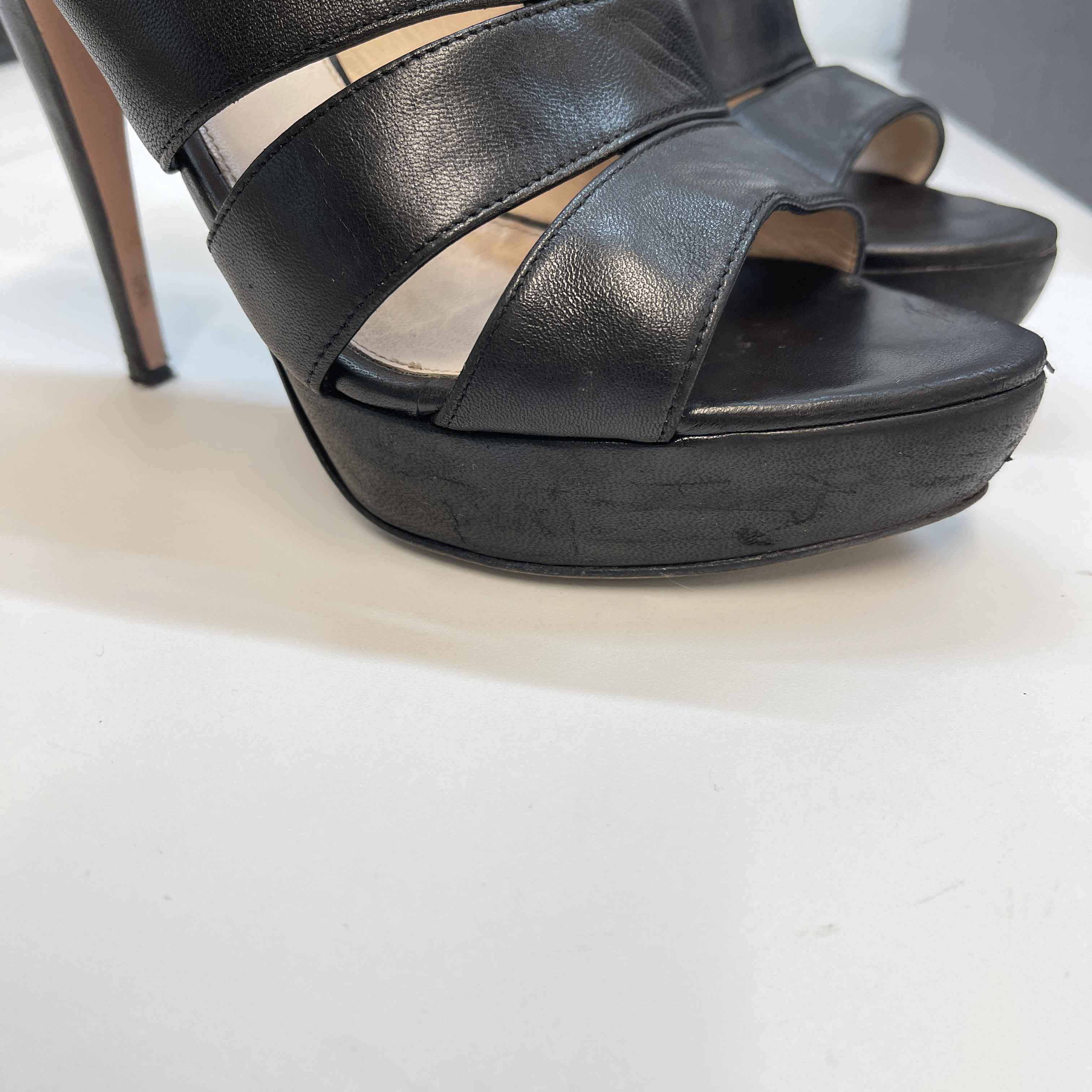 Women's Cross Strap Platform Heels Black Size EU 38.5 / UK 5.5