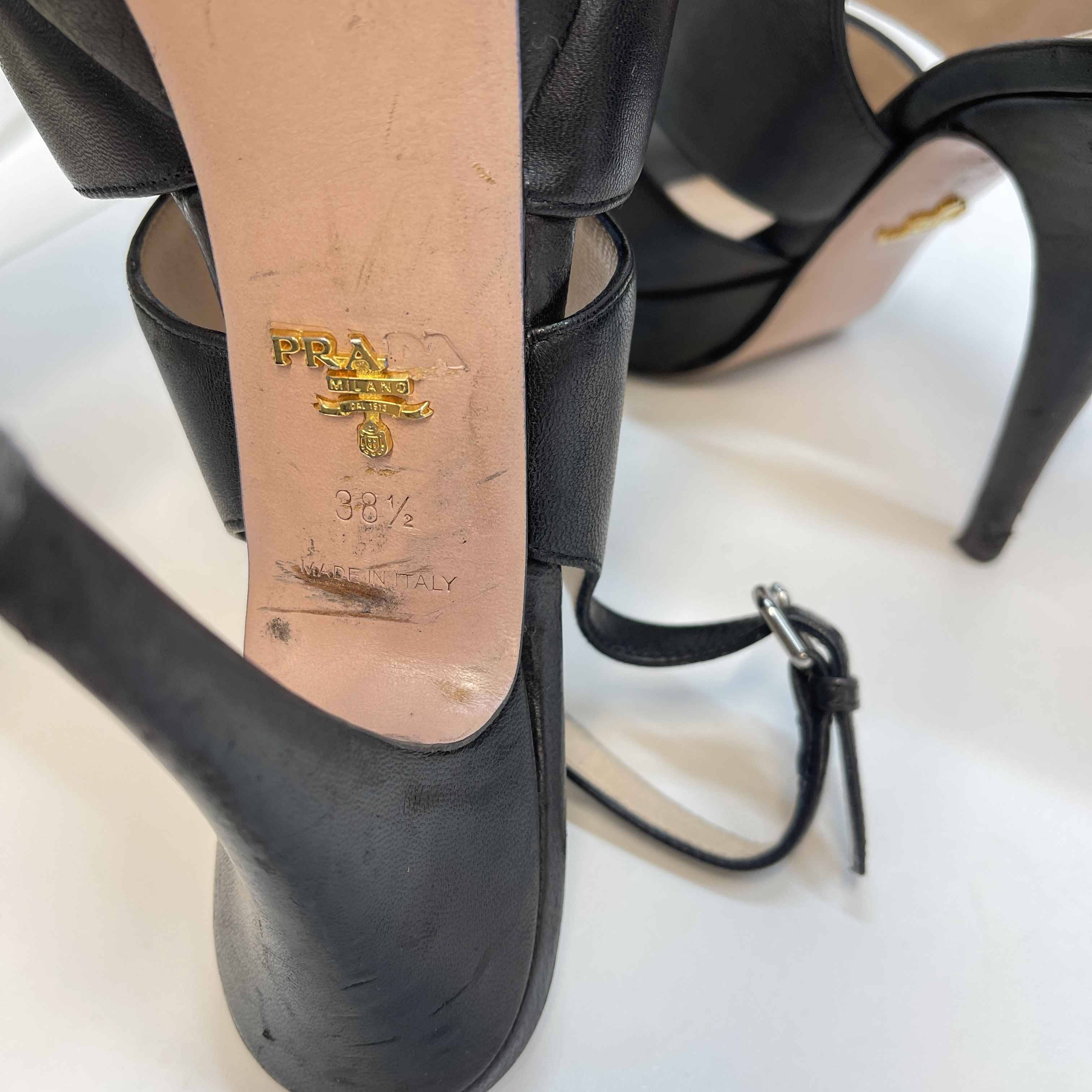 Women's Cross Strap Platform Heels Black Size EU 38.5 / UK 5.5