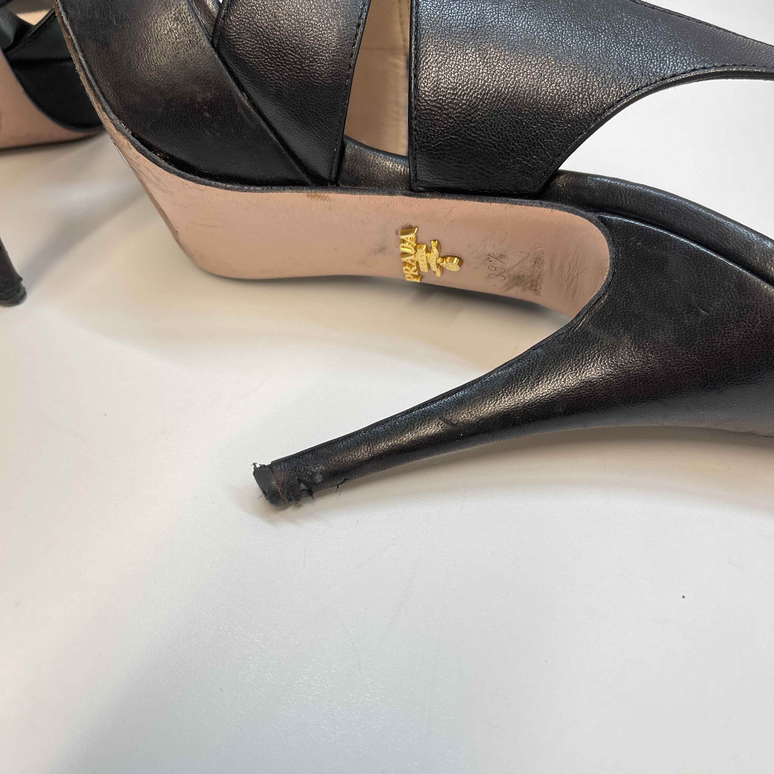 Women's Cross Strap Platform Heels Black Size EU 38.5 / UK 5.5