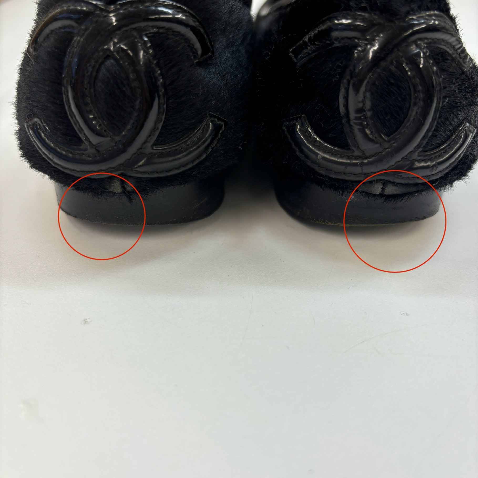 Women's Pony Hair Cc Logo Mules Black Size EU 34 / UK 1