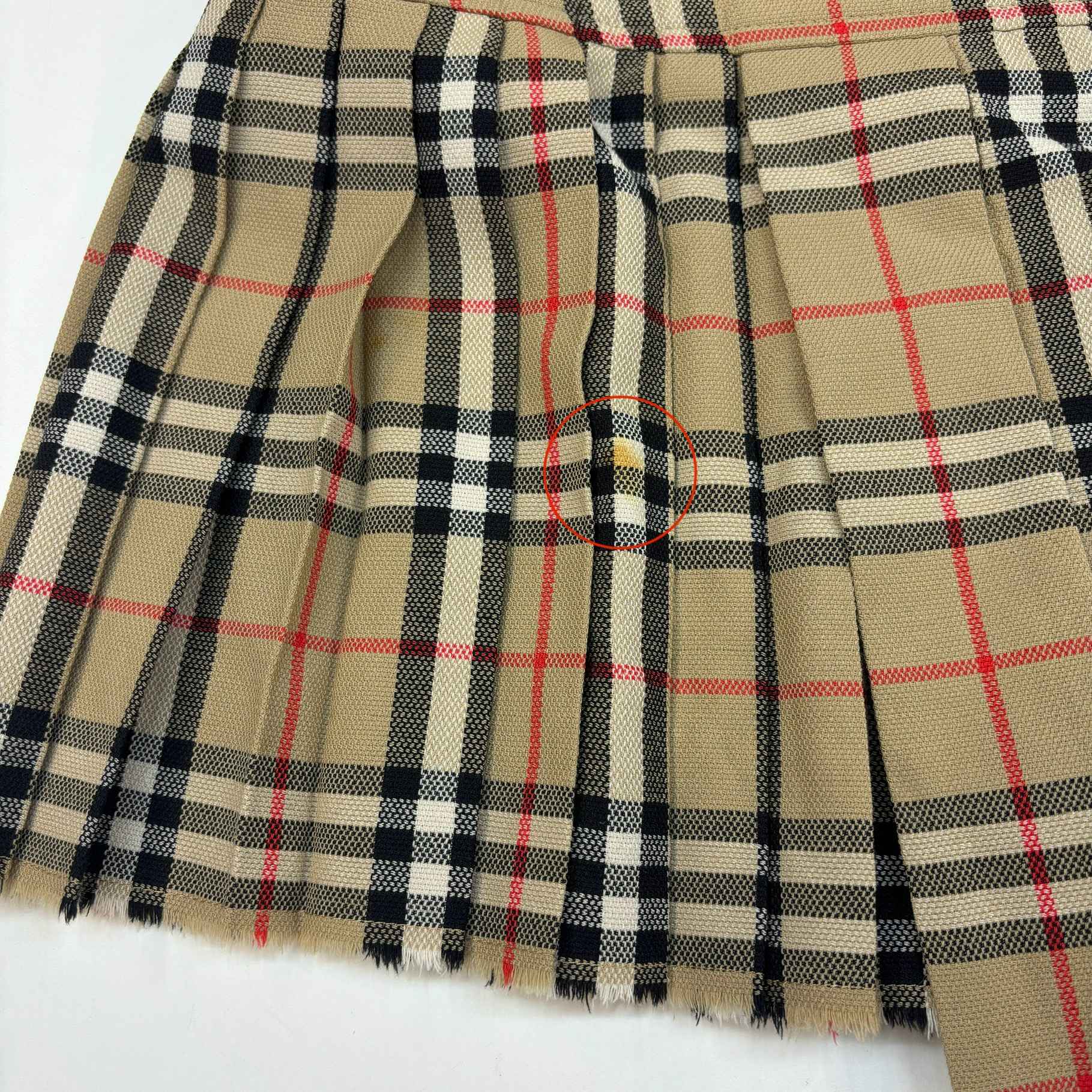 Women's Pleated Check Wool Mini Kilt Shorts Beige Size XXS