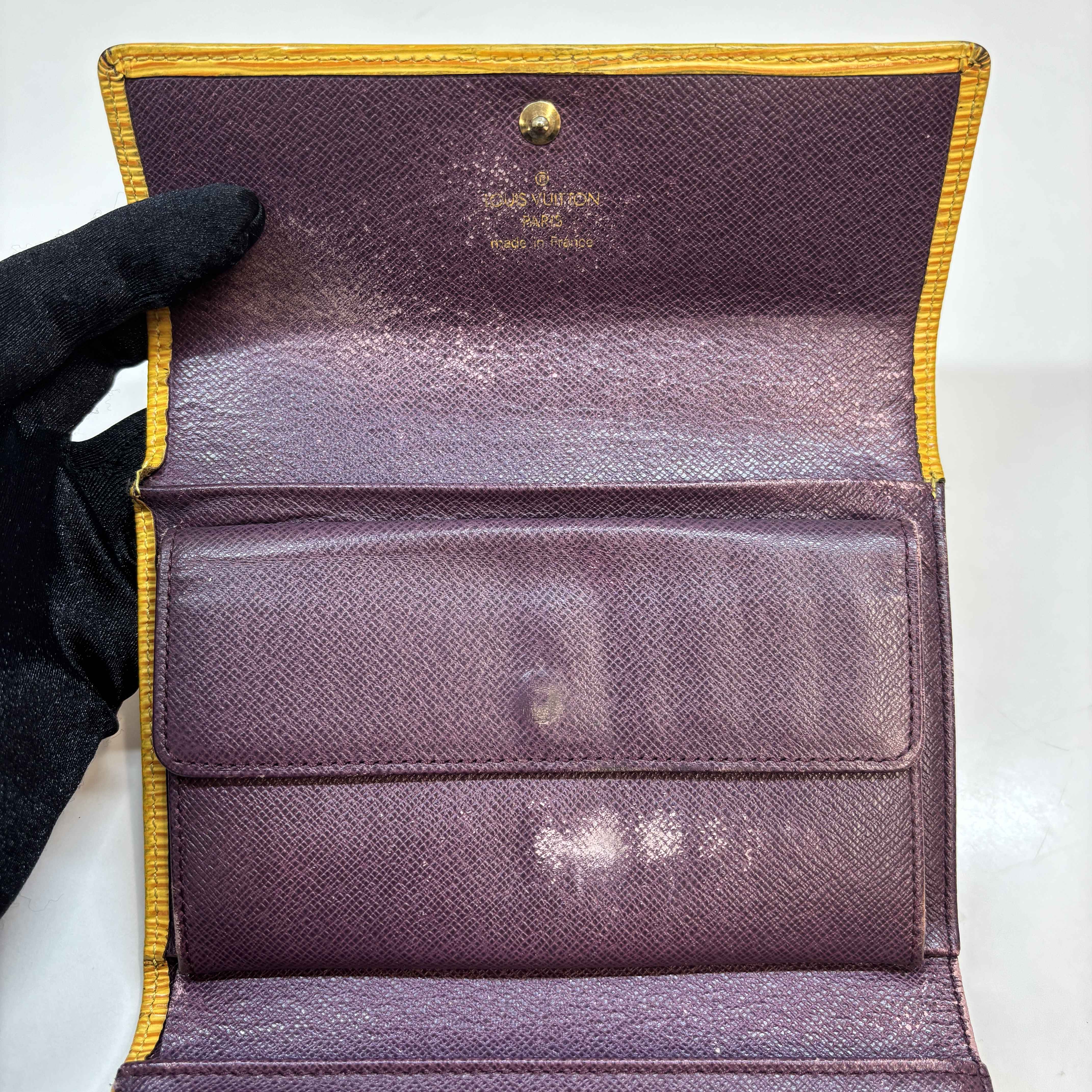 Women's Epi Leather Trifold Snap Wallet Yellow