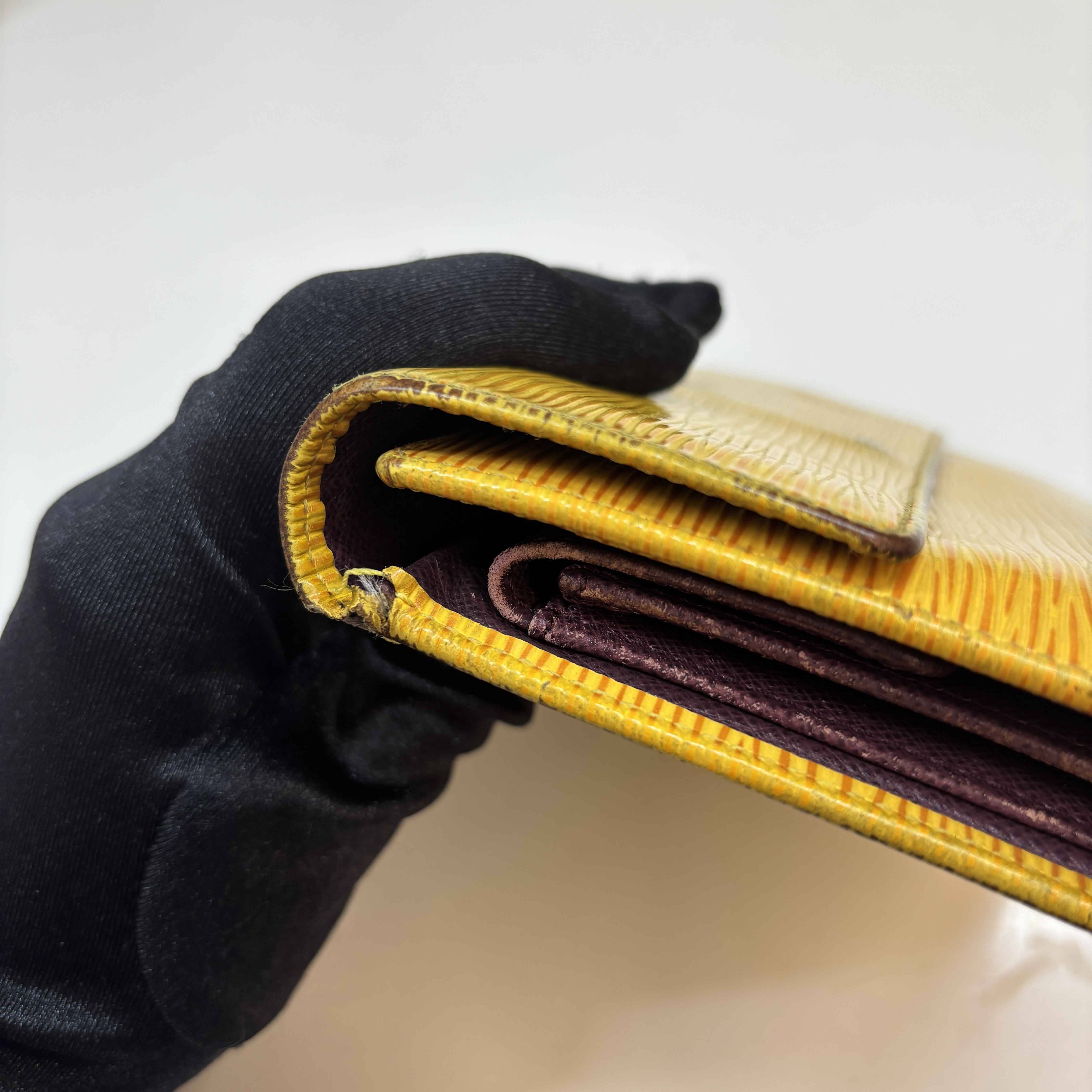 Women's Epi Leather Trifold Snap Wallet Yellow