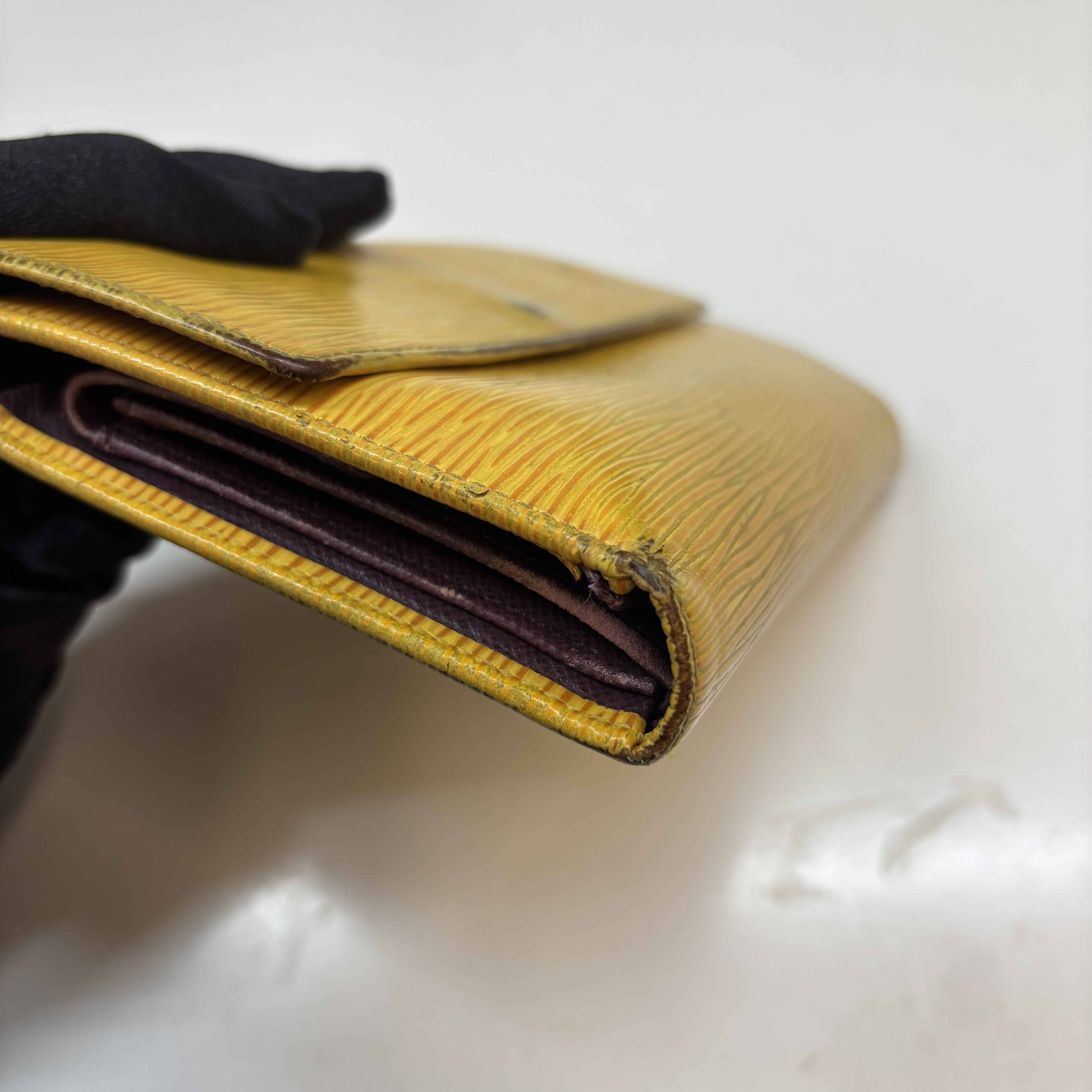 Women's Epi Leather Trifold Snap Wallet Yellow