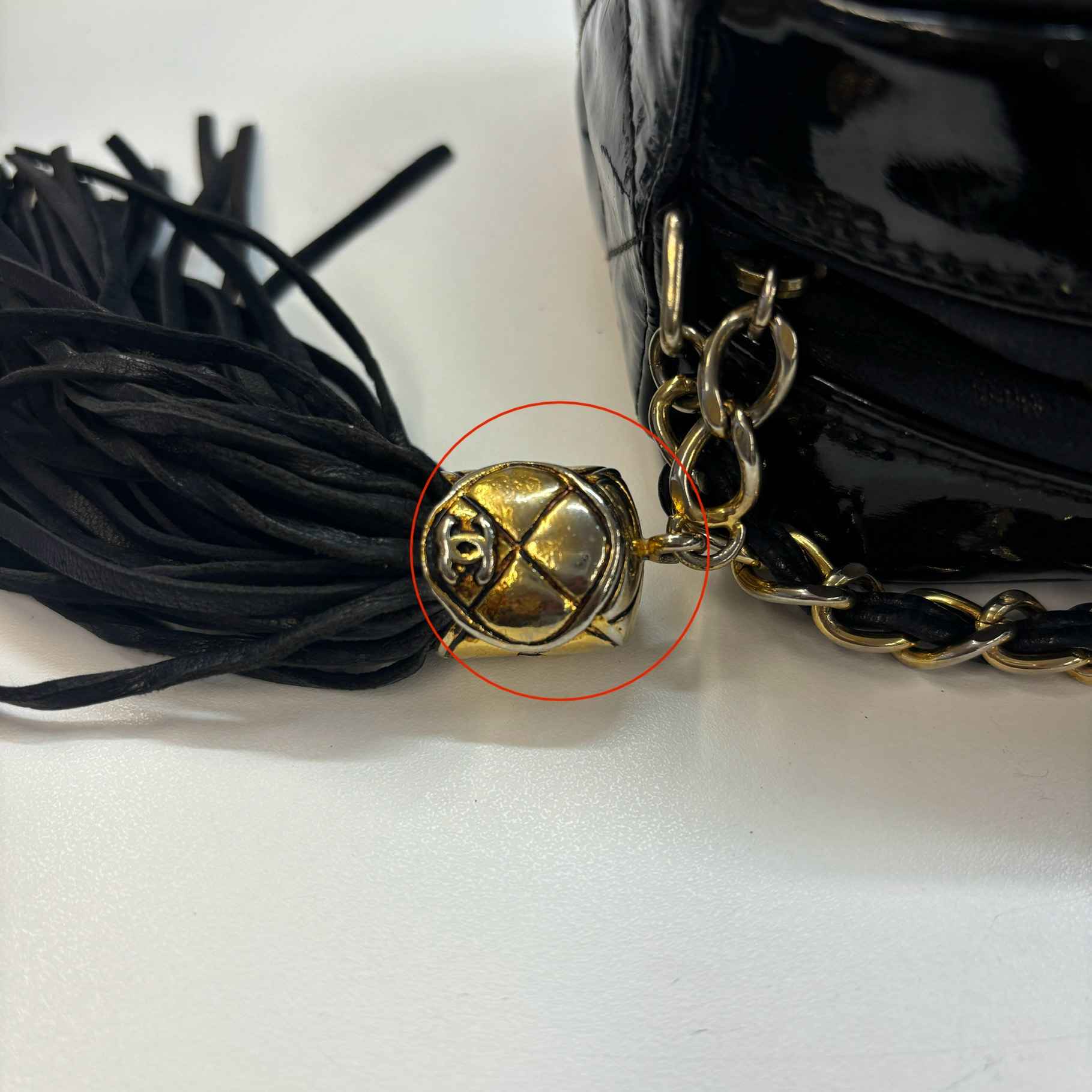 Women's Patent Small Camera Bag Black