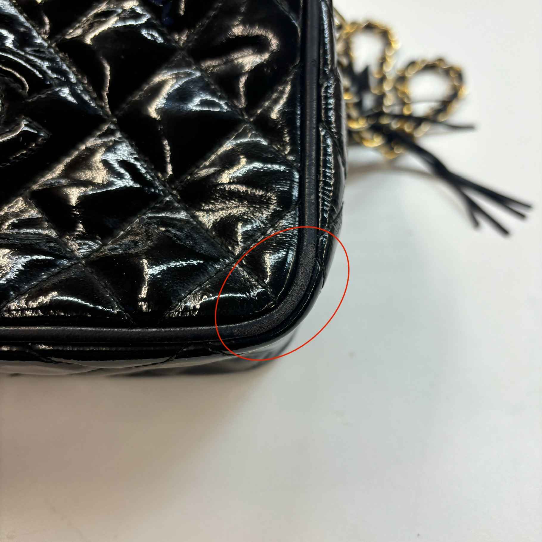 Women's Patent Small Camera Bag Black