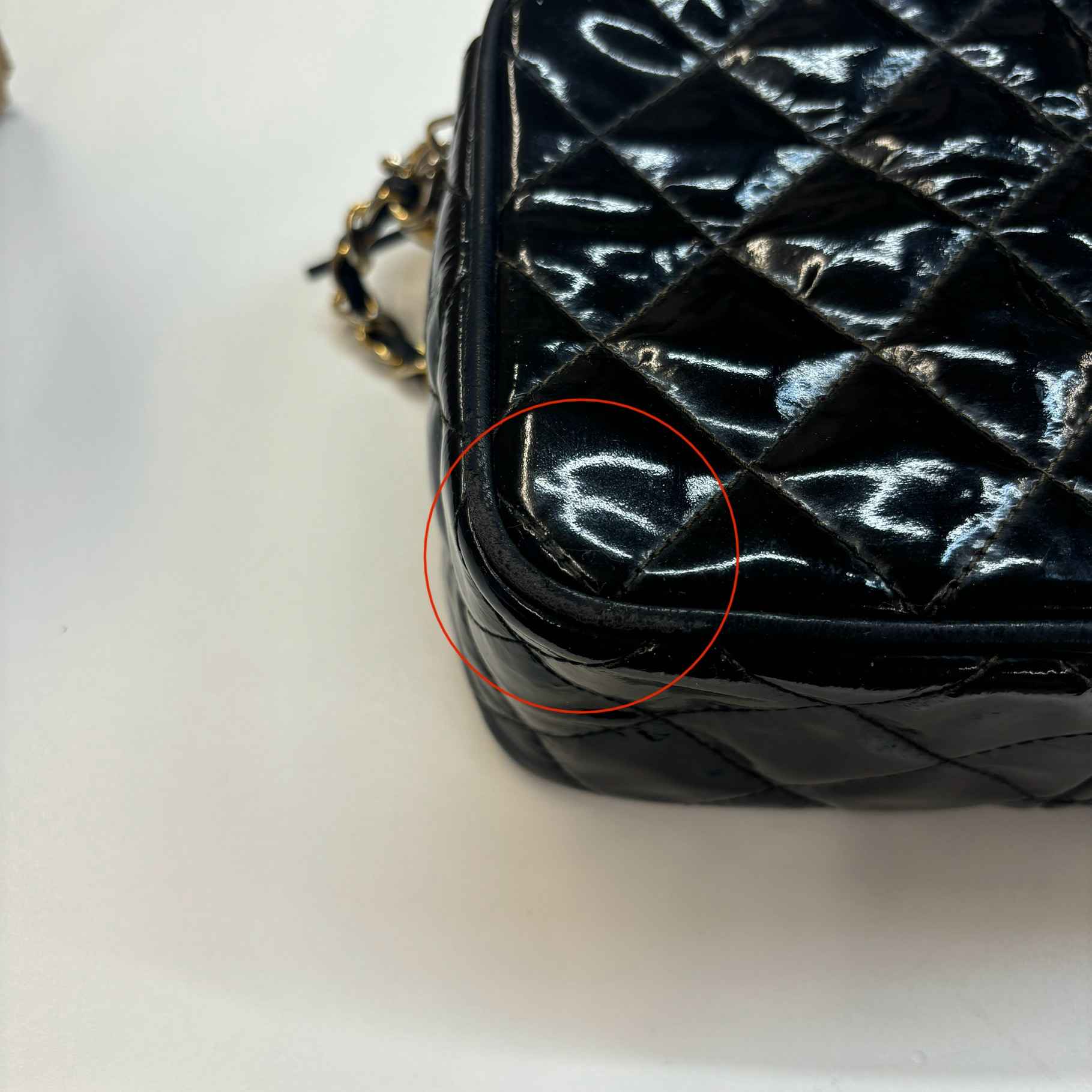 Women's Patent Small Camera Bag Black