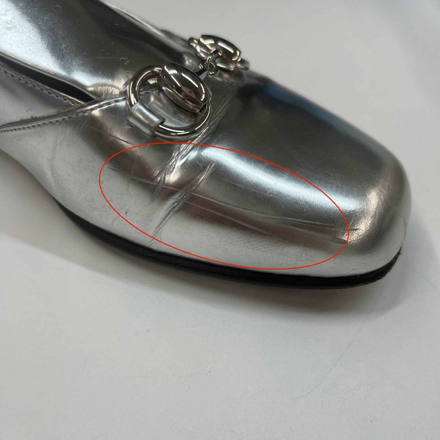 Women's Metalic Horsebit Loafers Silver Size EU 36 / UK 3