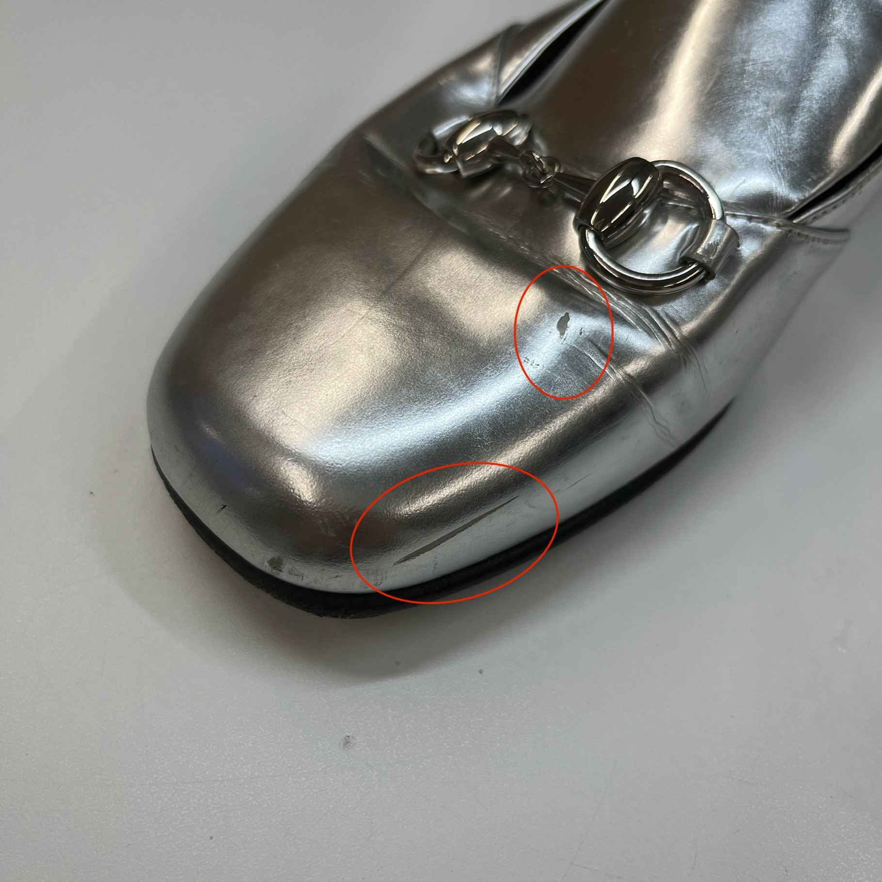 Women's Metalic Horsebit Loafers Silver Size EU 36 / UK 3