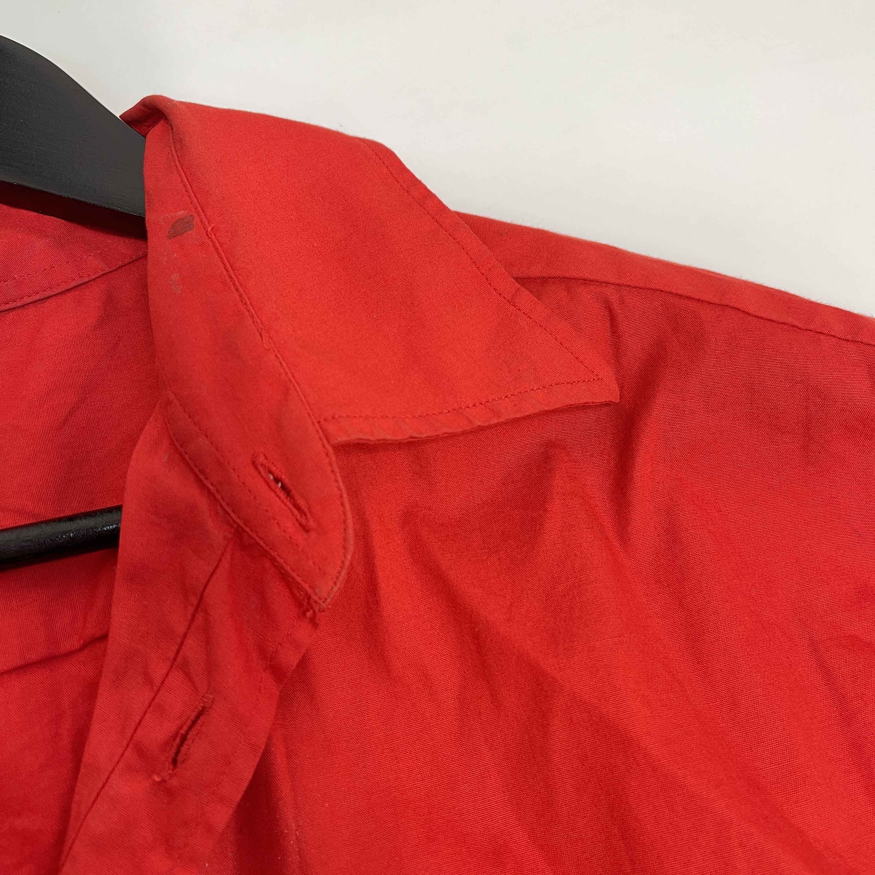 Men's Zip Sleeve Cuff Long Sleeve Shirt Red Size IT 52 / UK XL