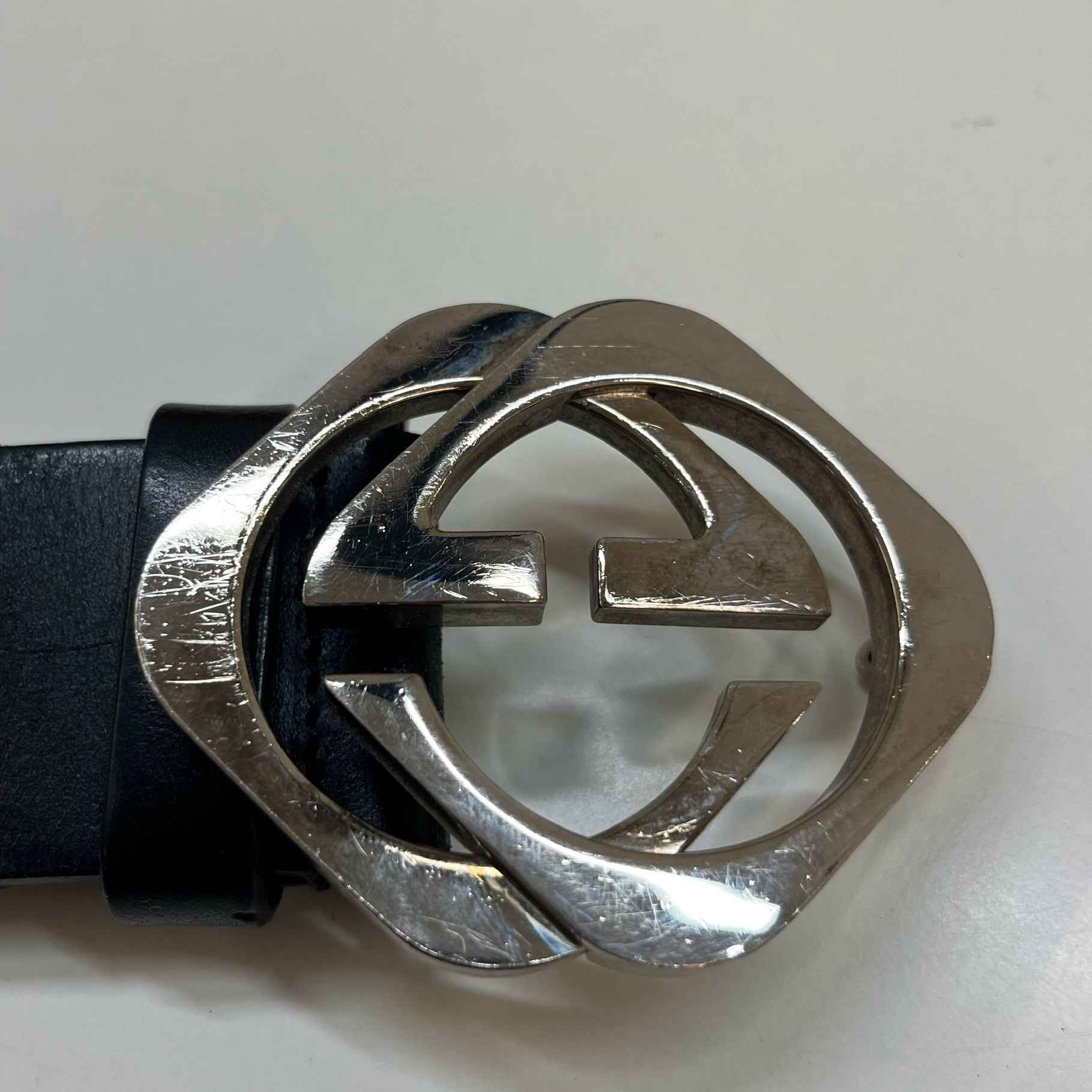 Women's Interlocking G Belt Black Size Waist 30"