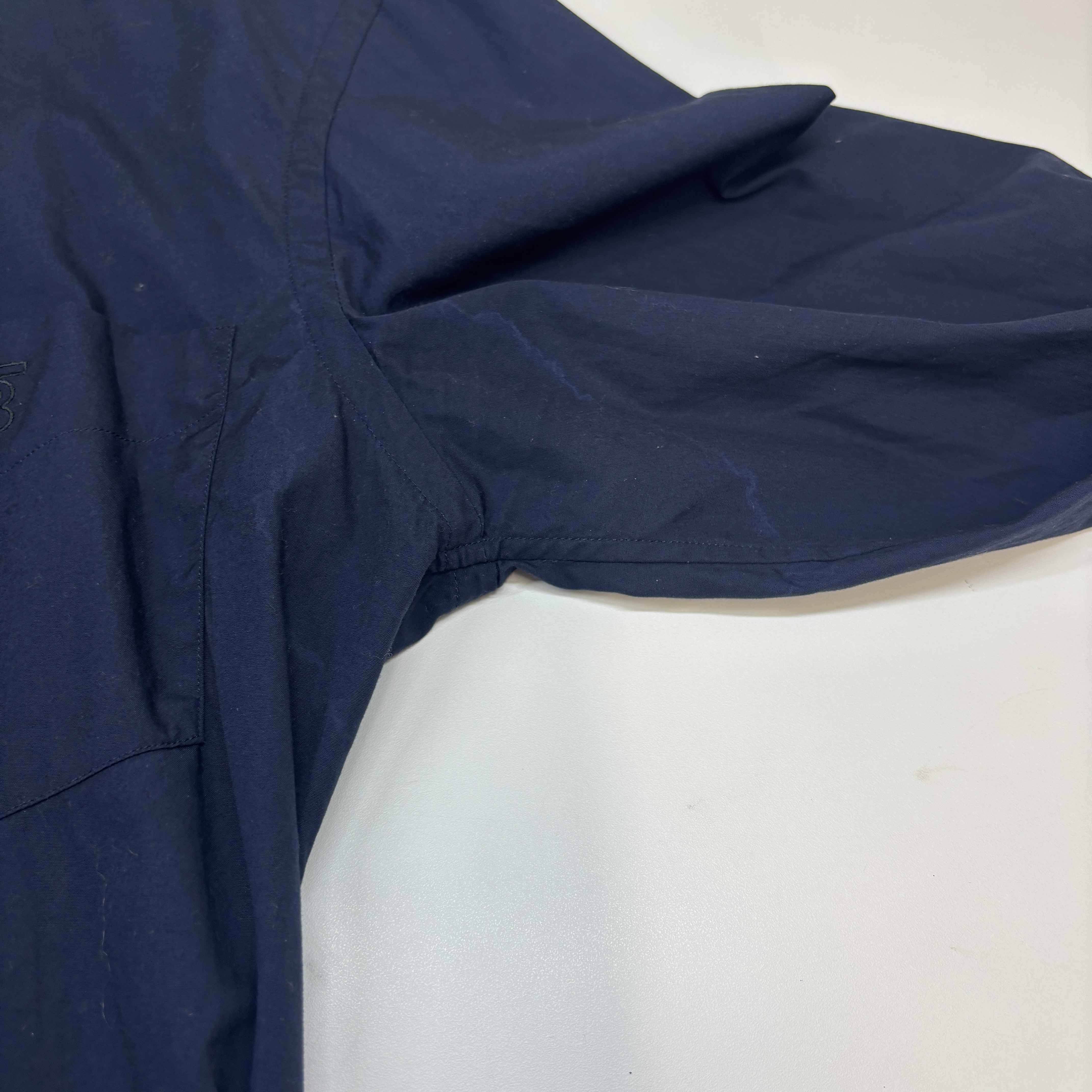 Men's Embroidered Pocket Logo Long Sleeve Shirt Navy Size M