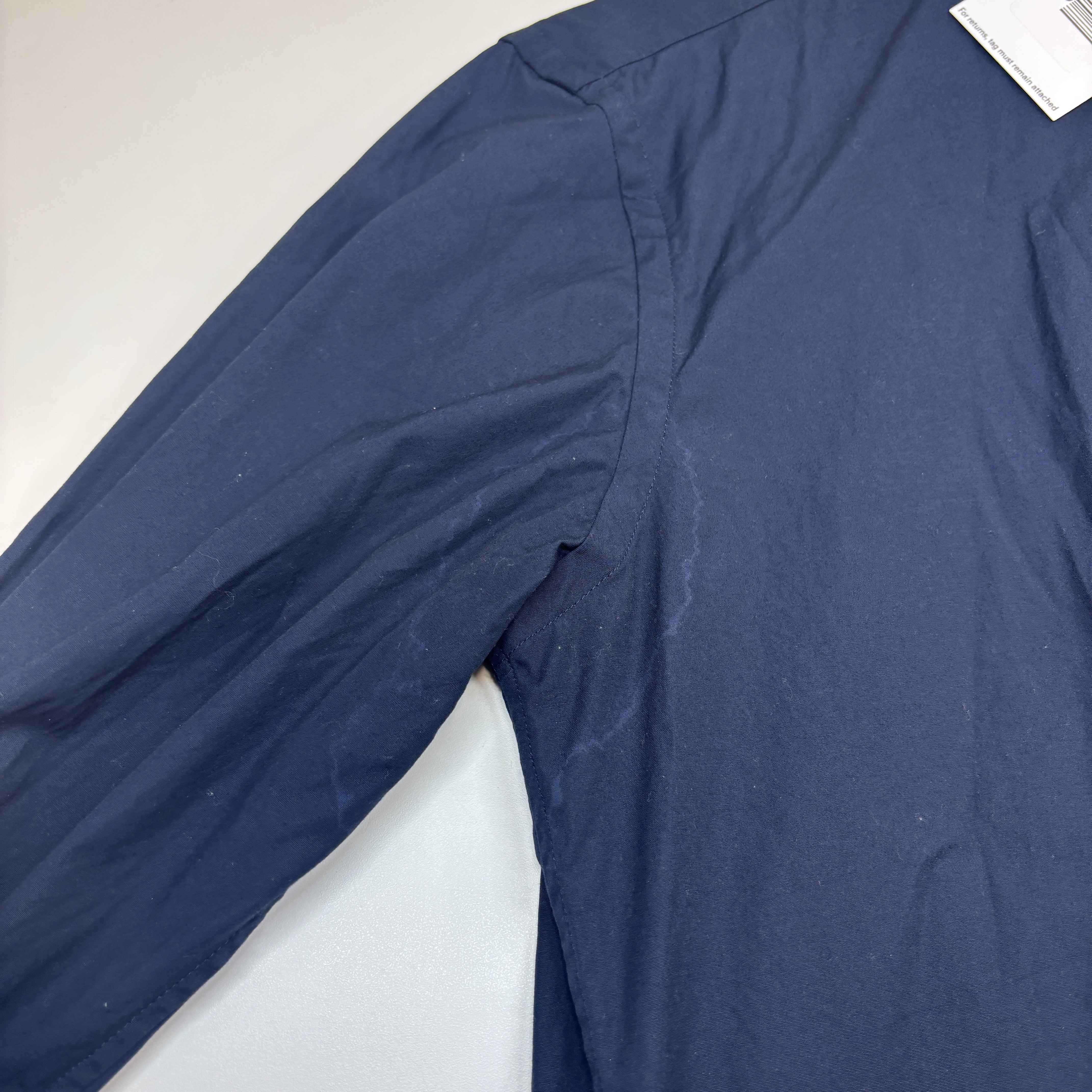 Men's Embroidered Pocket Logo Long Sleeve Shirt Navy Size M