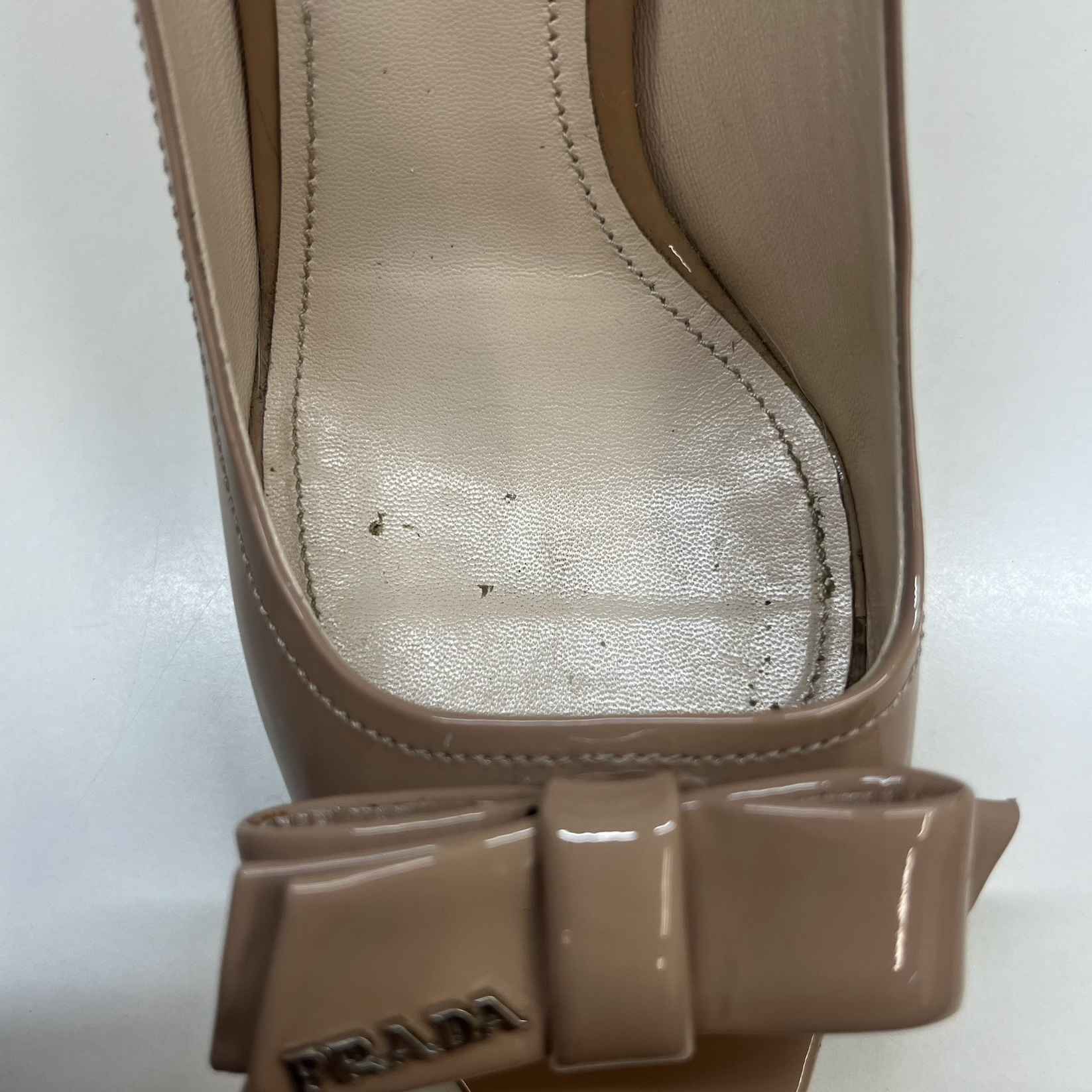 Women's Patent Bow Wedge Heels Beige Size EU 37 / UK 4