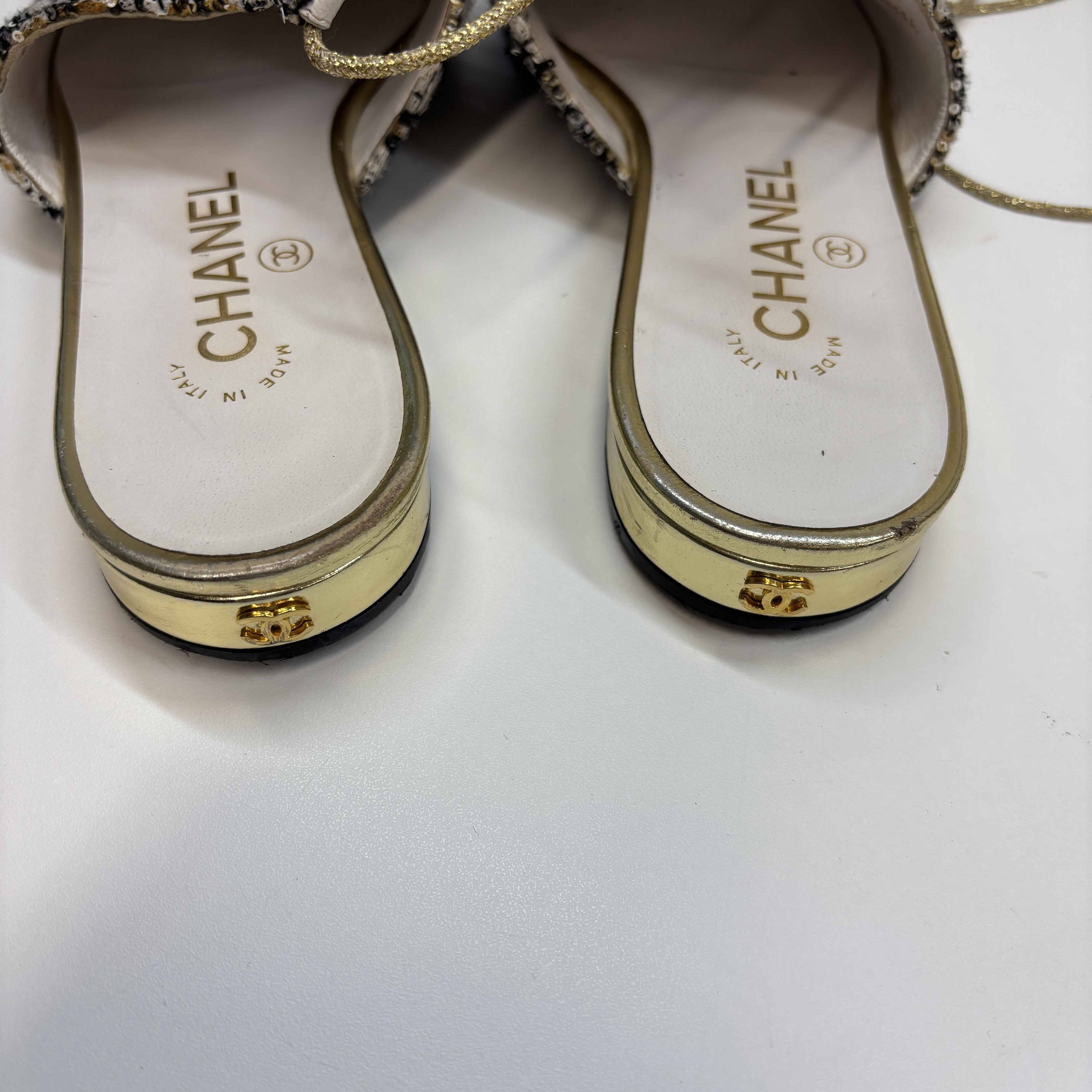 Women's Tweed Cc Logo Mules Black Size EU 37.5 / UK 4.5