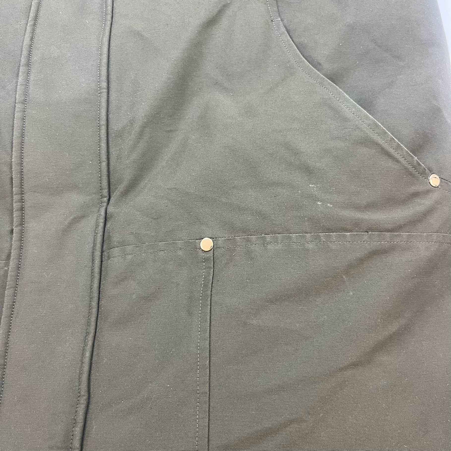 Men's Fur-Trimmed Plaque Logo Down Jacket Khaki Size L