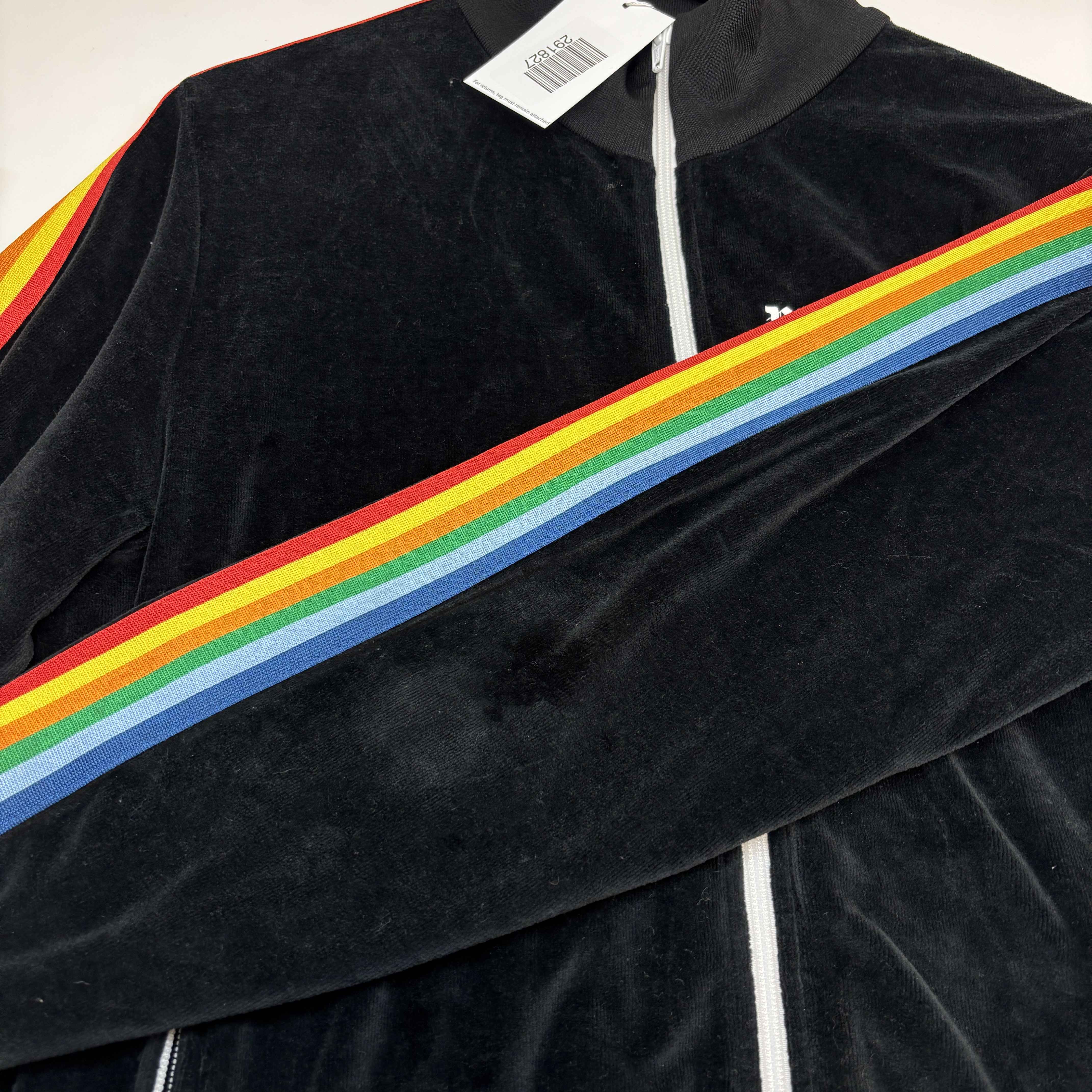 Men's Rainbow Stripe Track Jacket Black Size L