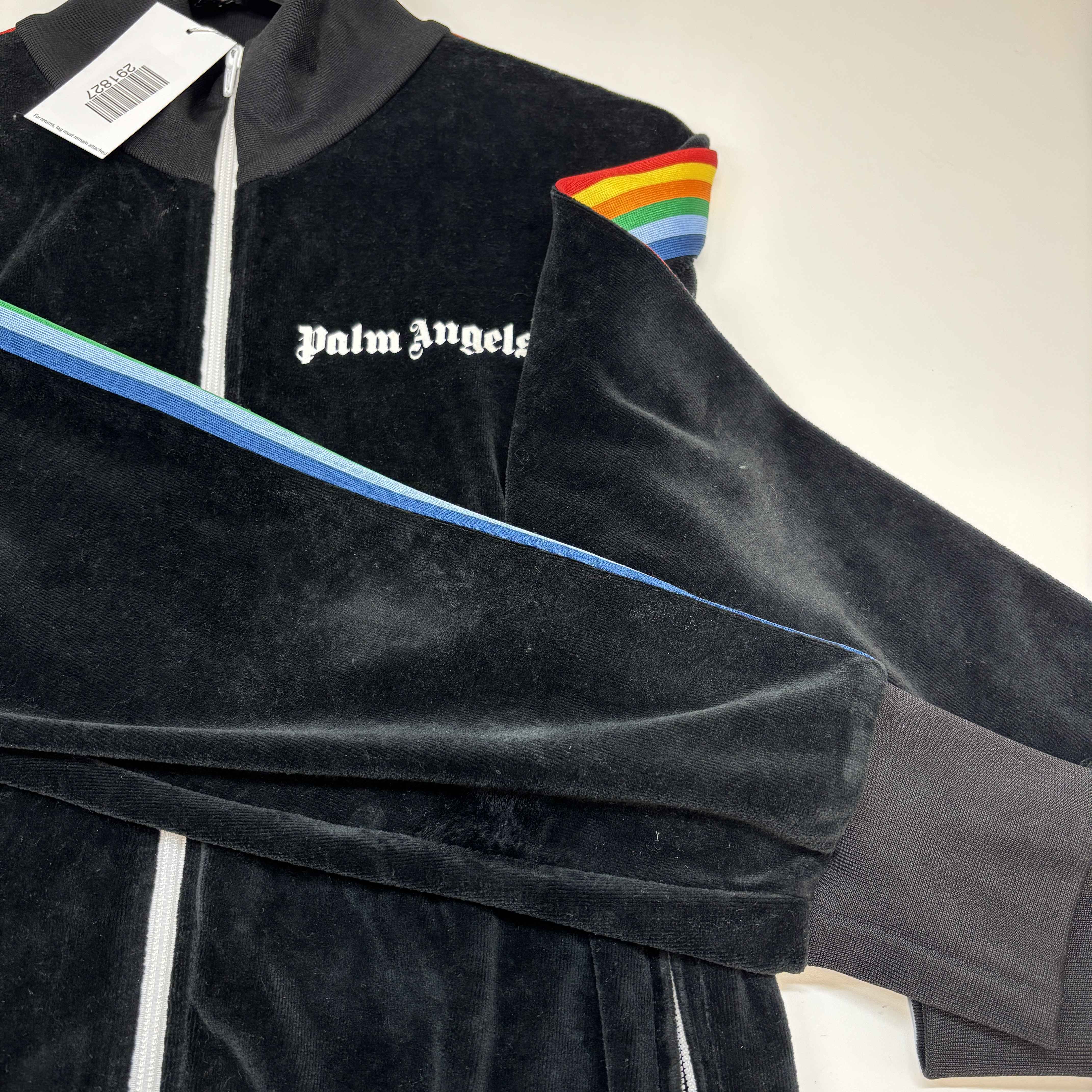 Men's Rainbow Stripe Track Jacket Black Size L