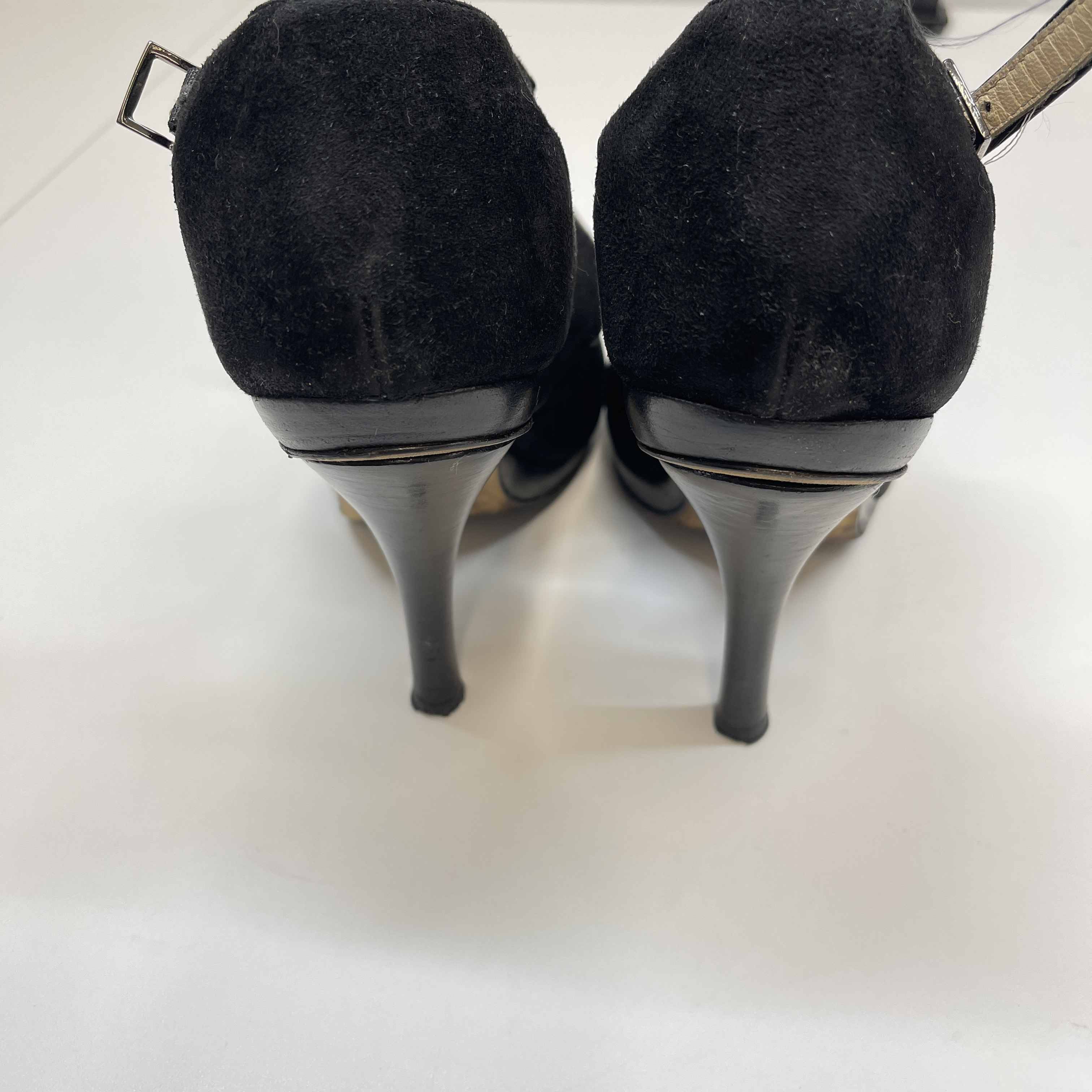 Women's Suede Ankle Strap Heels Black Size EU 38.5 / UK 5.5