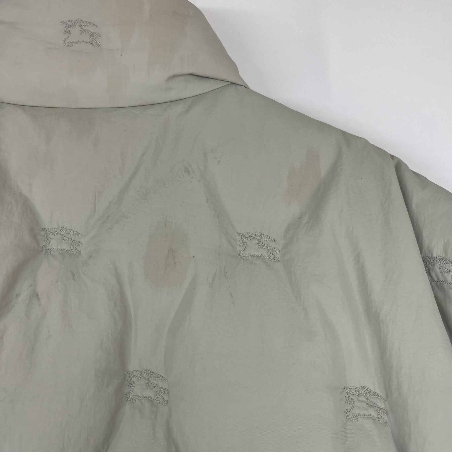 Men's Embroidered Logo Down Jacket Beige Size L