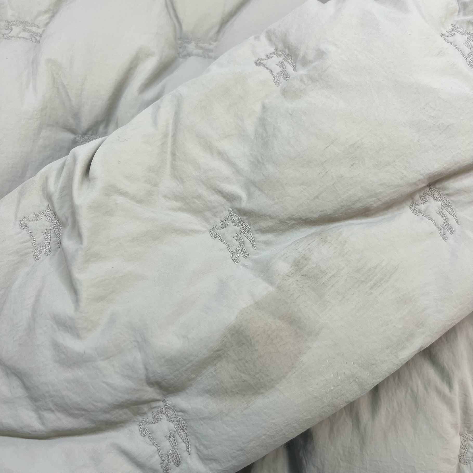 Men's Embroidered Logo Down Jacket Beige Size L