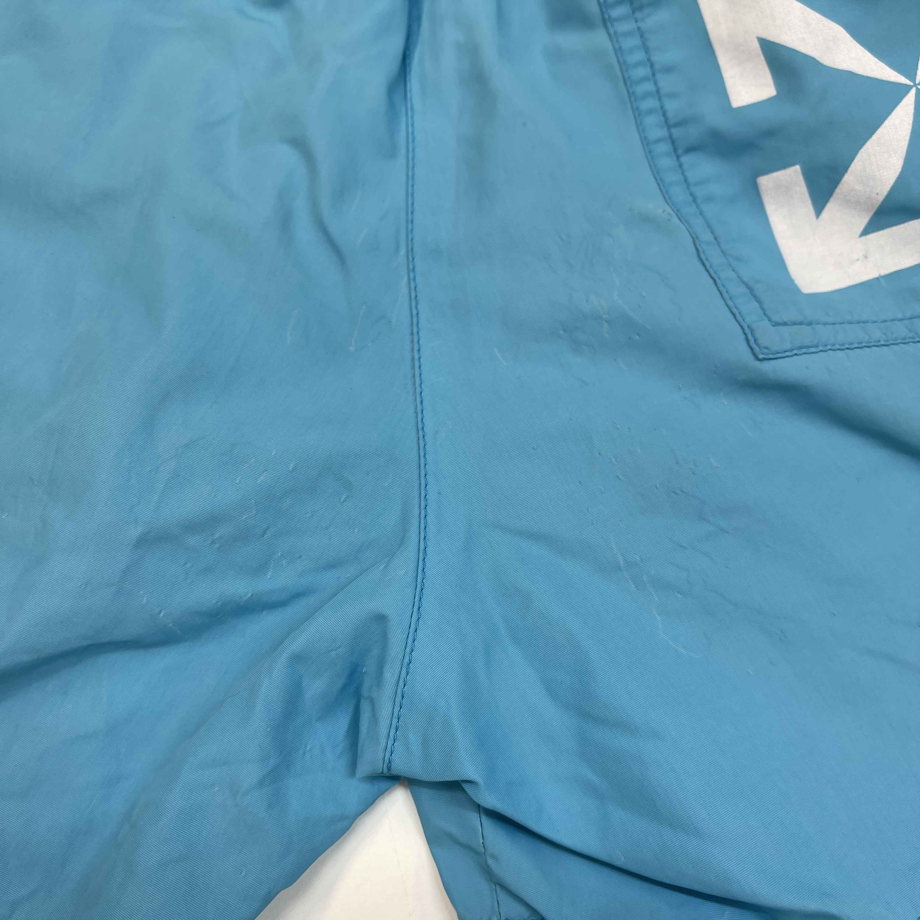 Men's Arrow Logo Swim Shorts Blue Size XXS