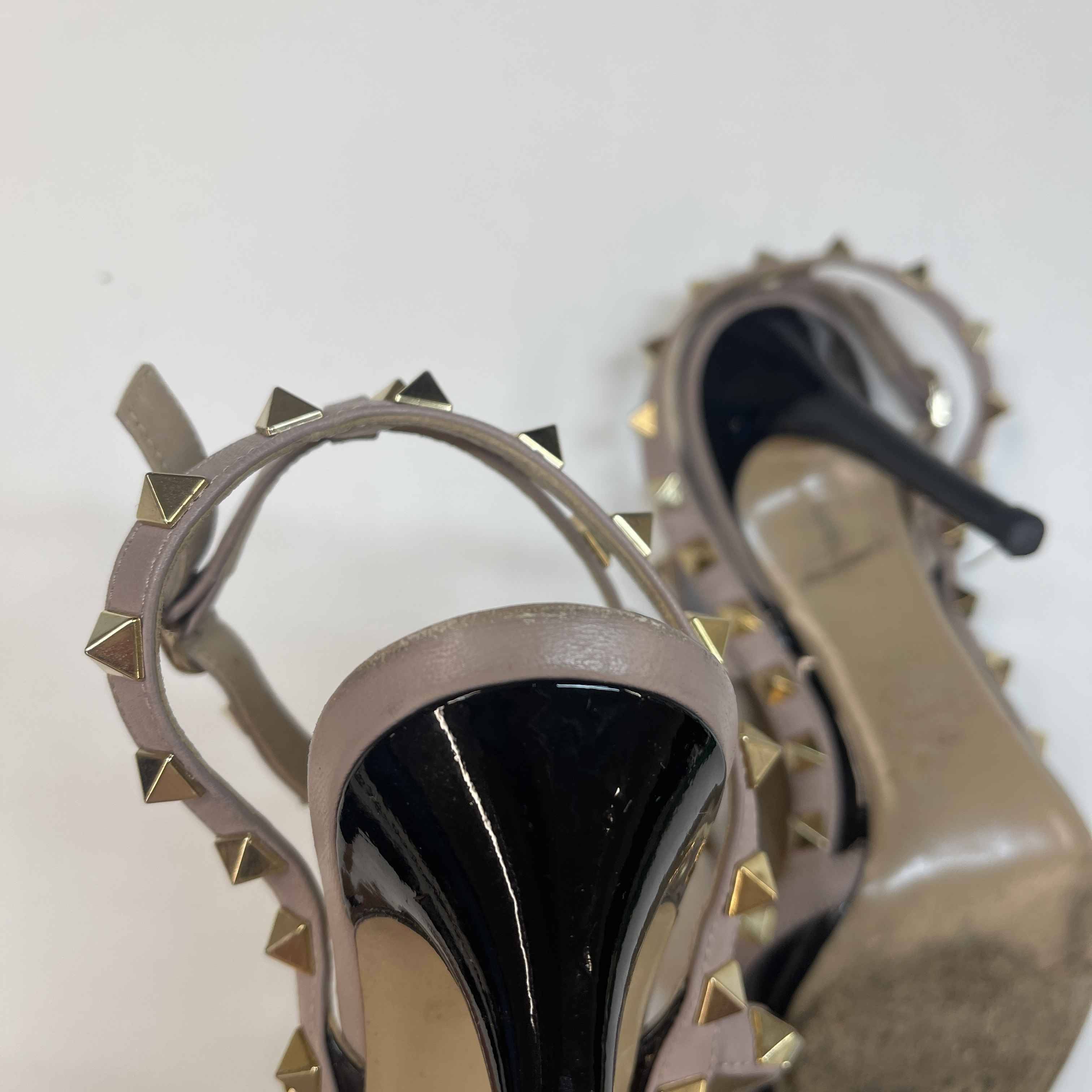 Women's Patent Rockstud Caged Pump 100Mm Heels Black Size EU 37.5 / UK 4.5