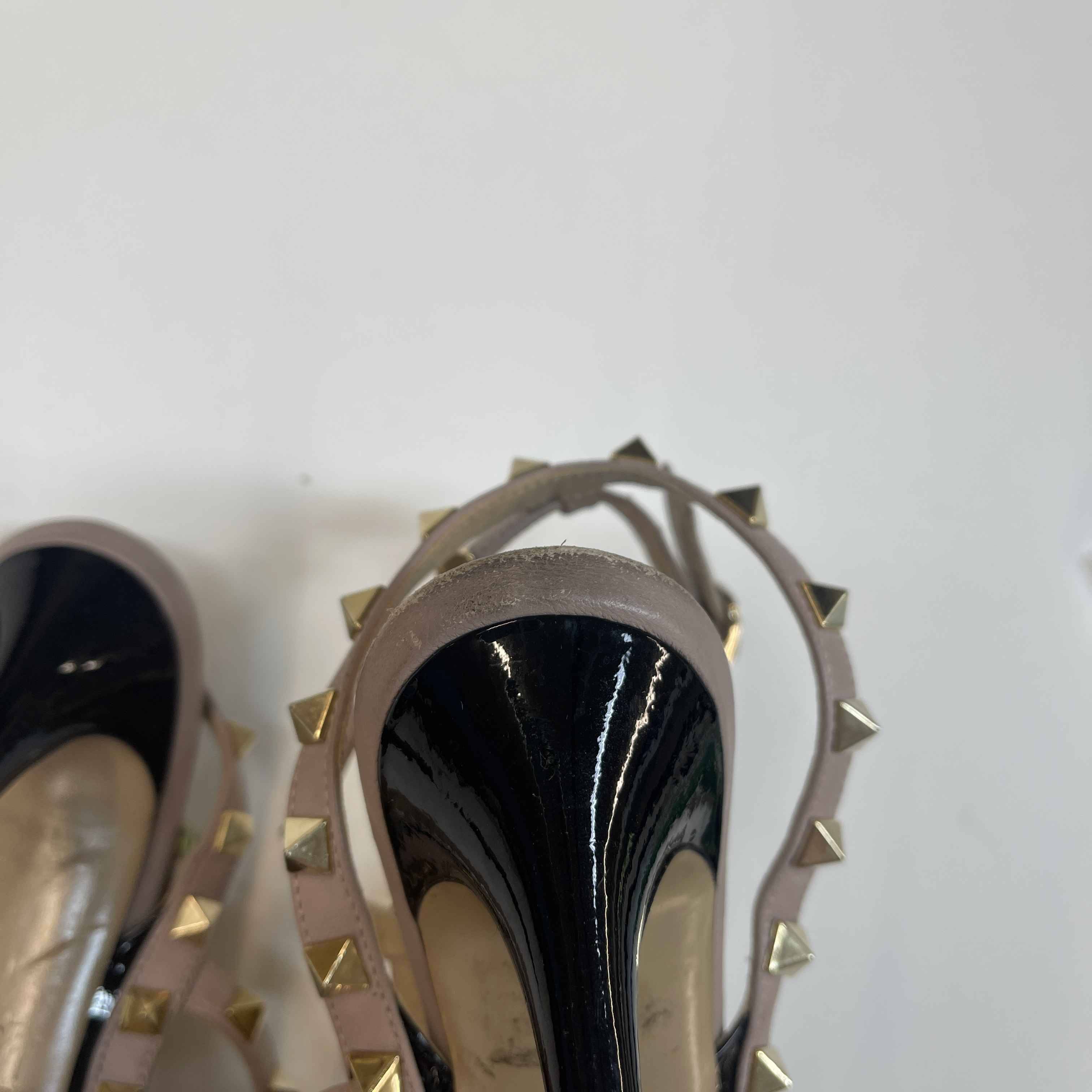 Women's Patent Rockstud Caged Pump 100Mm Heels Black Size EU 37.5 / UK 4.5