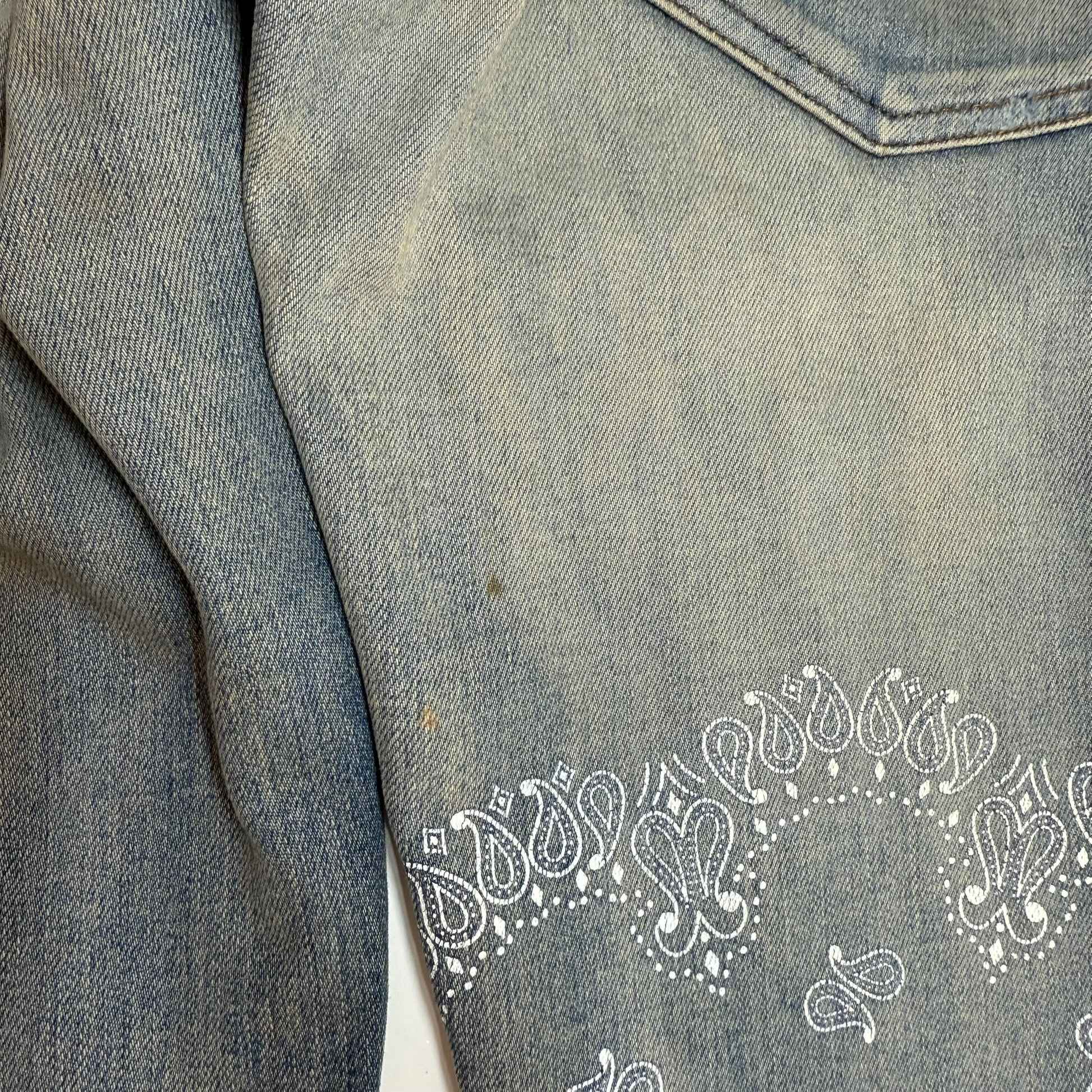 Men's Bandana Print Jeans Blue Size Waist 28"