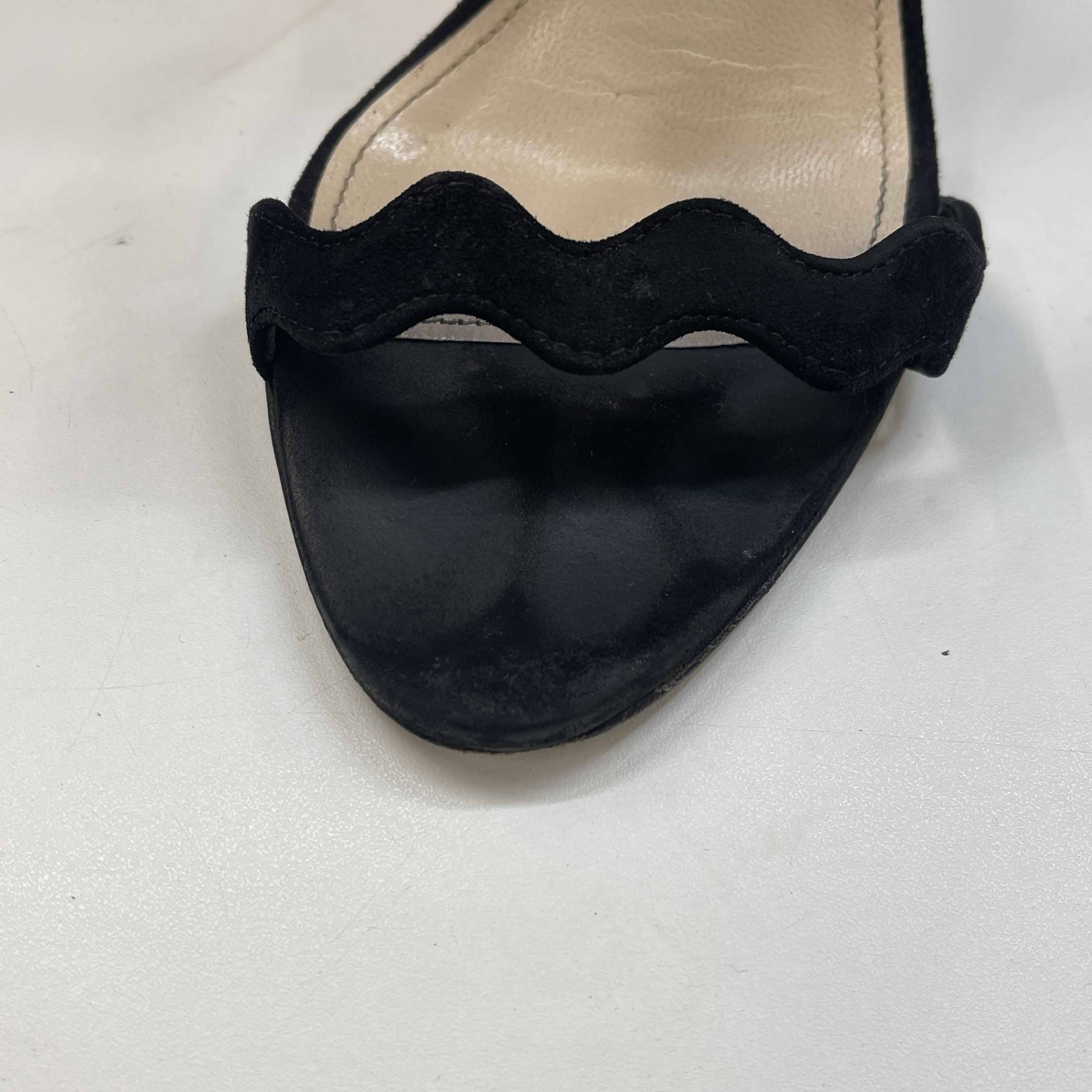 Women's Suede Wavy Strap Heels Black Size EU 35.5 / UK 2.5