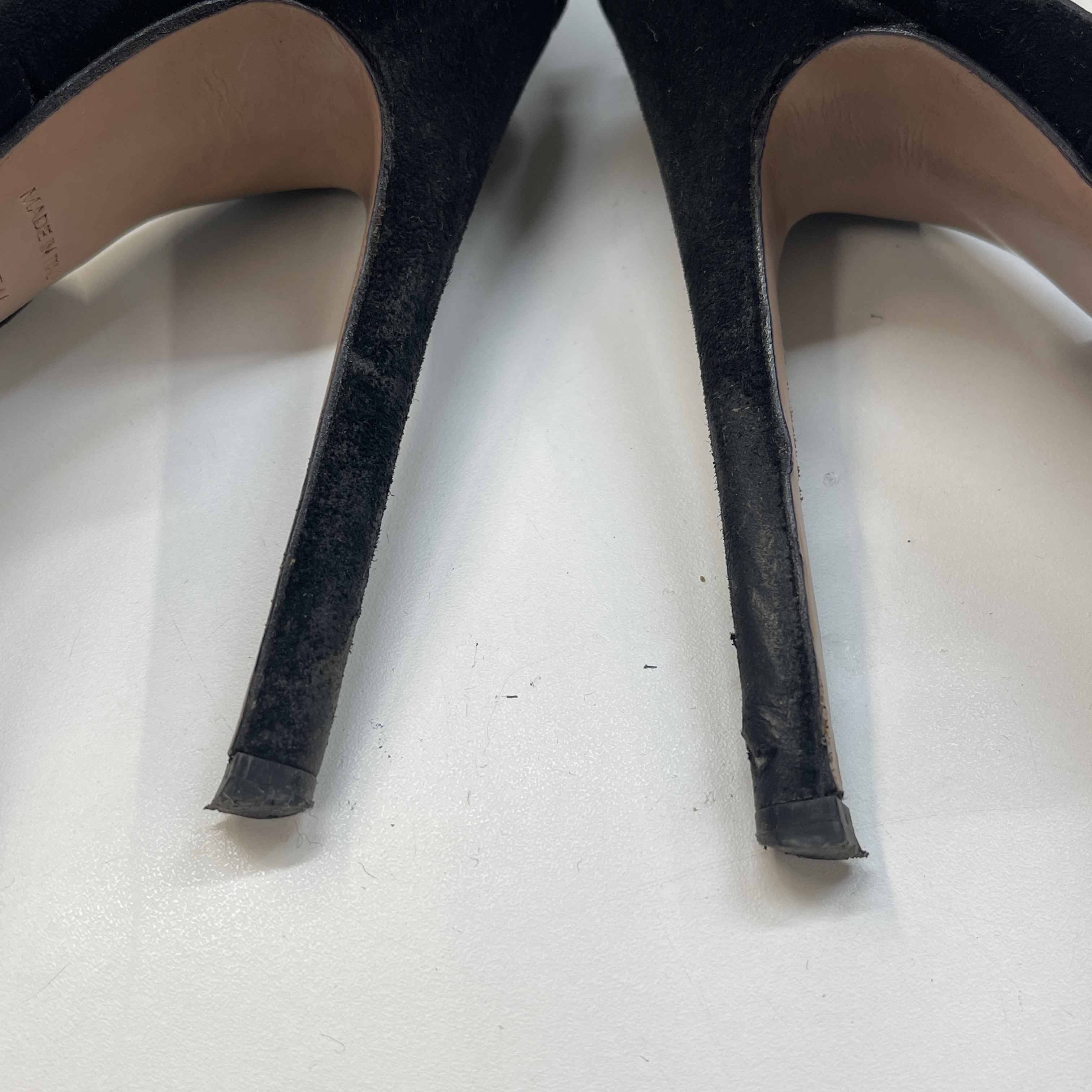 Women's Suede Wavy Strap Heels Black Size EU 35.5 / UK 2.5