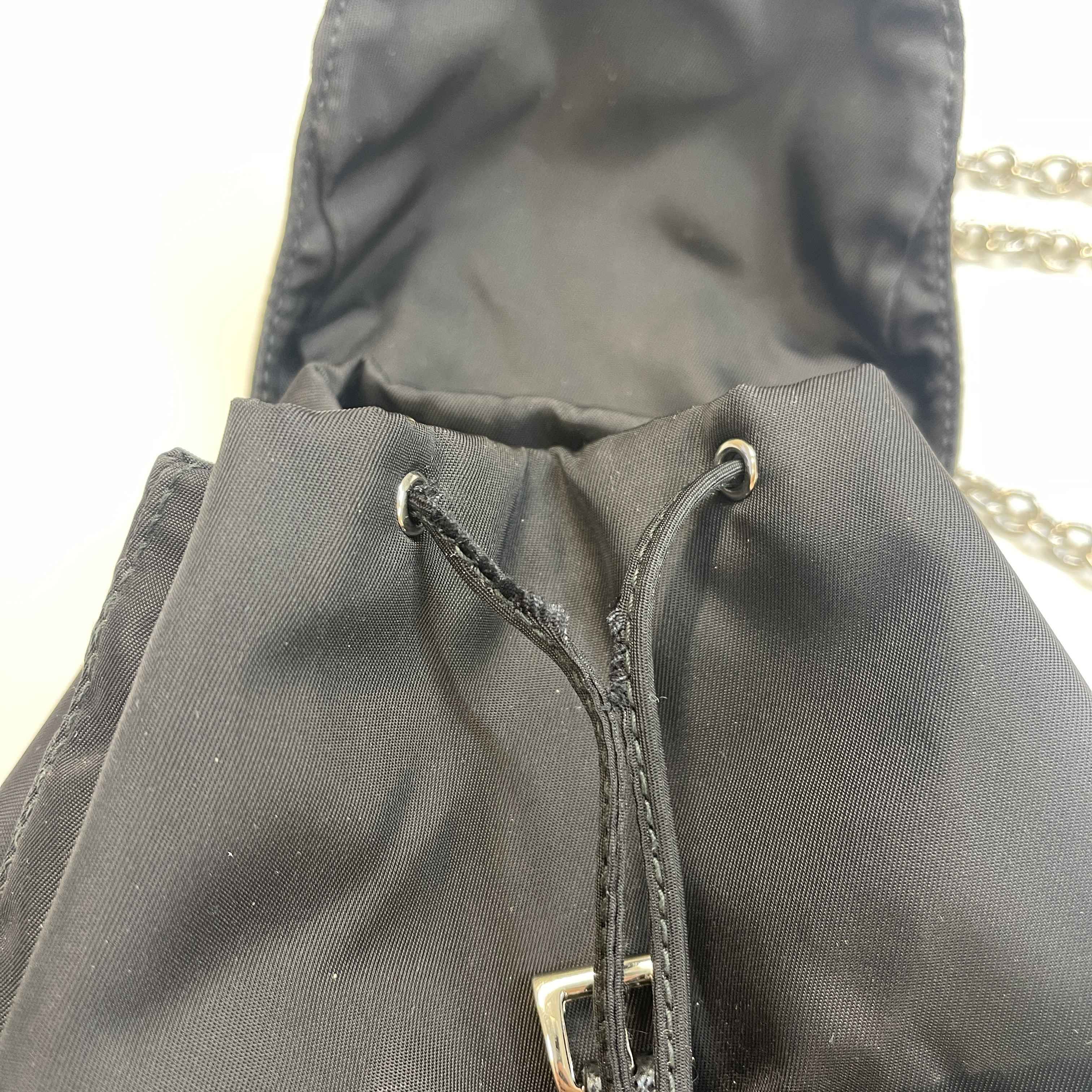 Women's Re-Nylon Plaque Logo Mini Backpack Black