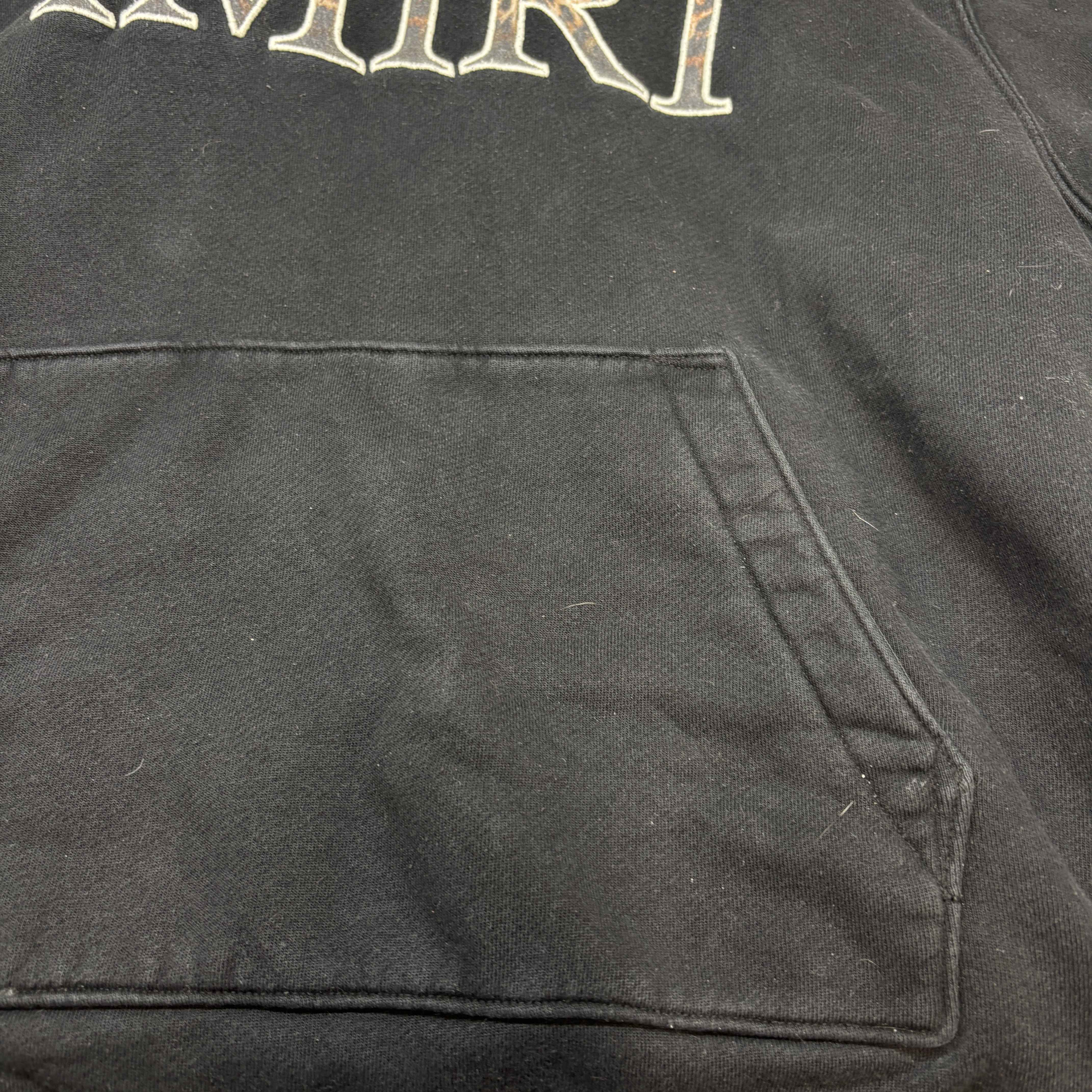 Men's Leopard Print Embroidered Logo Sweatshirt Black Size M